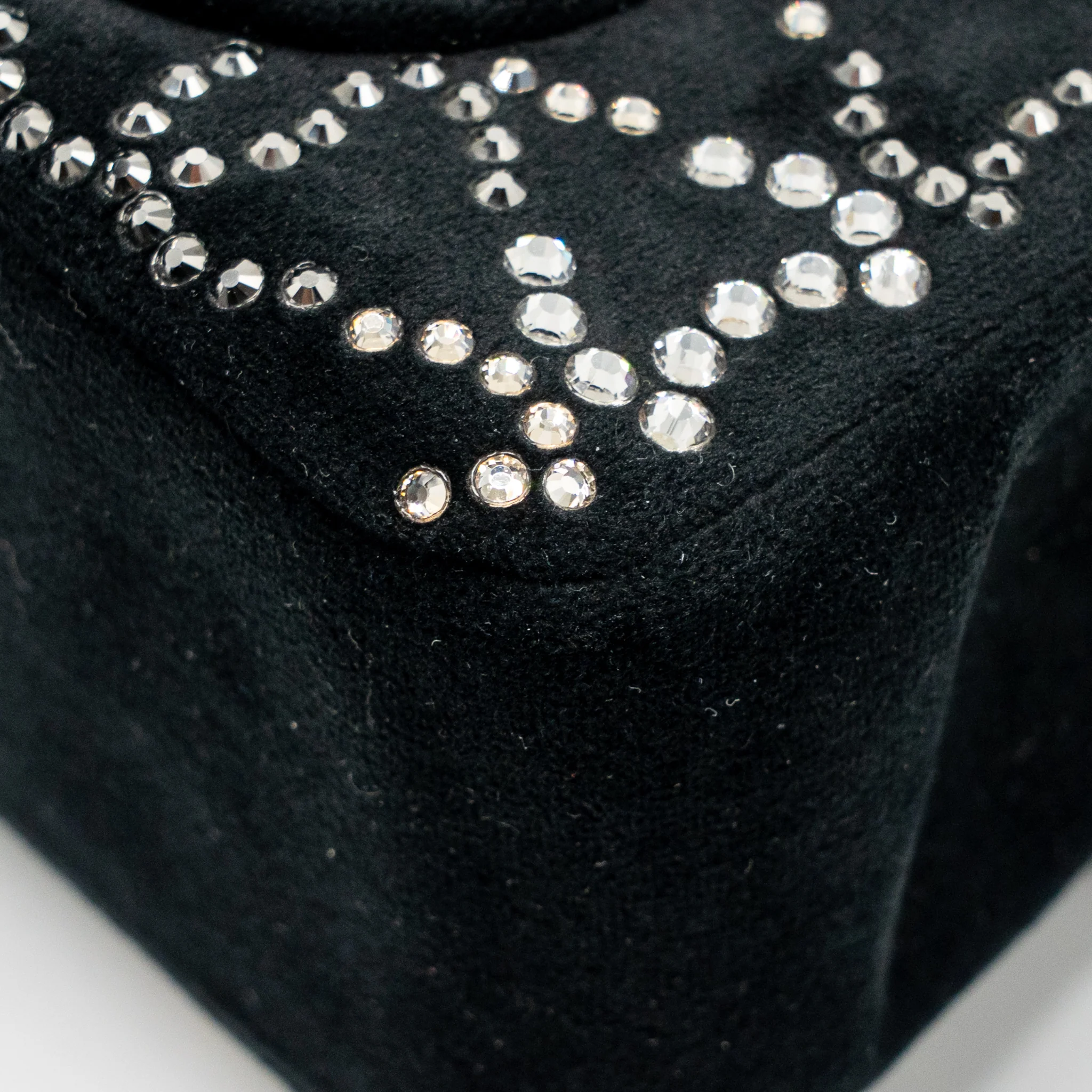 Chanel Mini Rectangular flap bag velvet with crystal black LGHW - Image 11