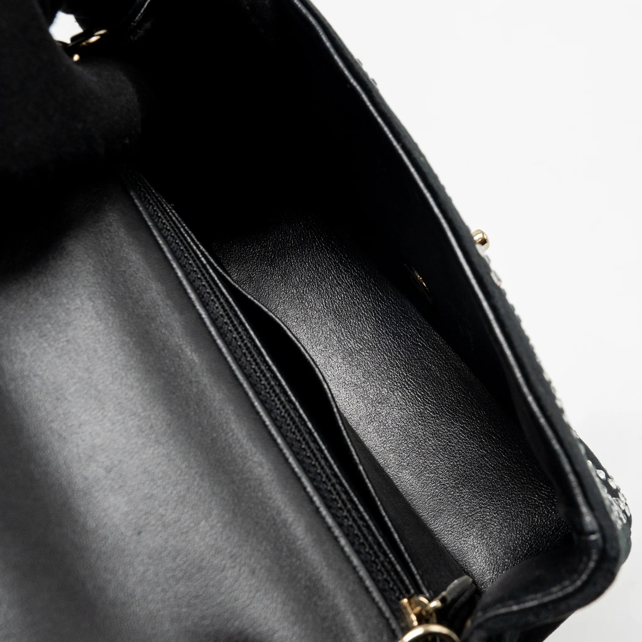 Chanel Mini Rectangular flap bag velvet with crystal black LGHW - Image 15