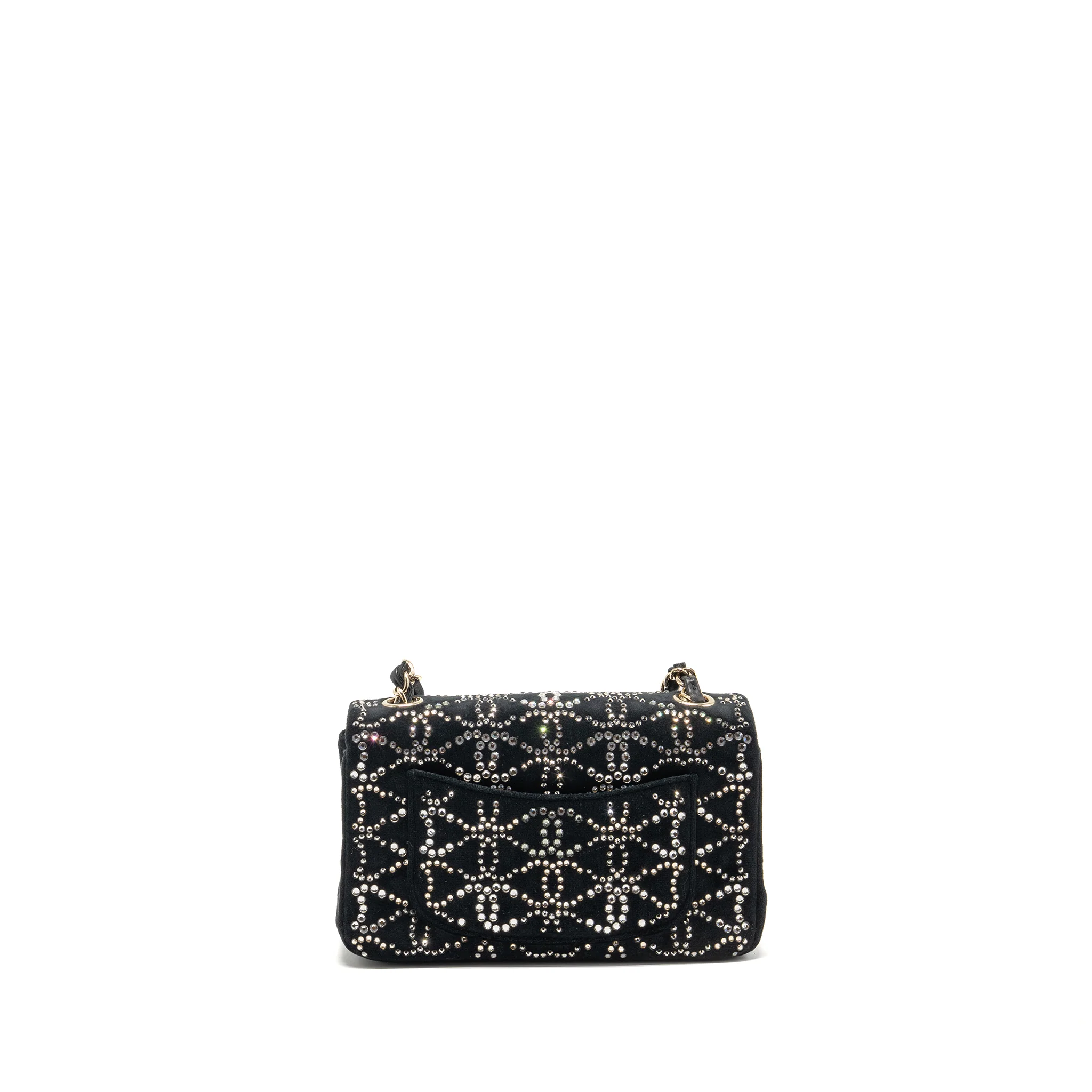 Chanel Mini Rectangular flap bag velvet with crystal black LGHW - Image 2