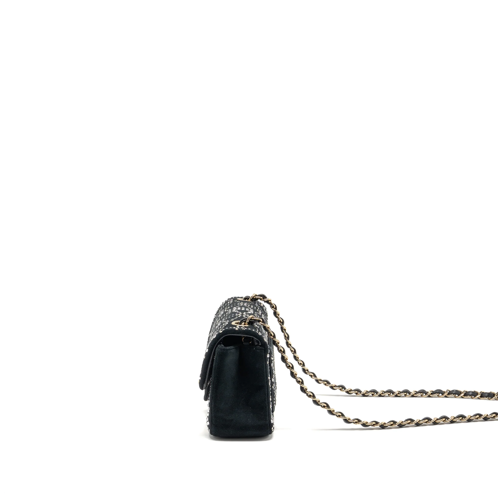 Chanel Mini Rectangular flap bag velvet with crystal black LGHW - Image 4