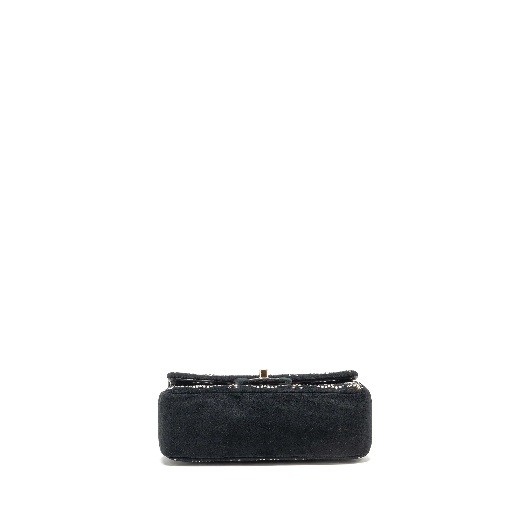 Chanel Mini Rectangular flap bag velvet with crystal black LGHW - Image 5