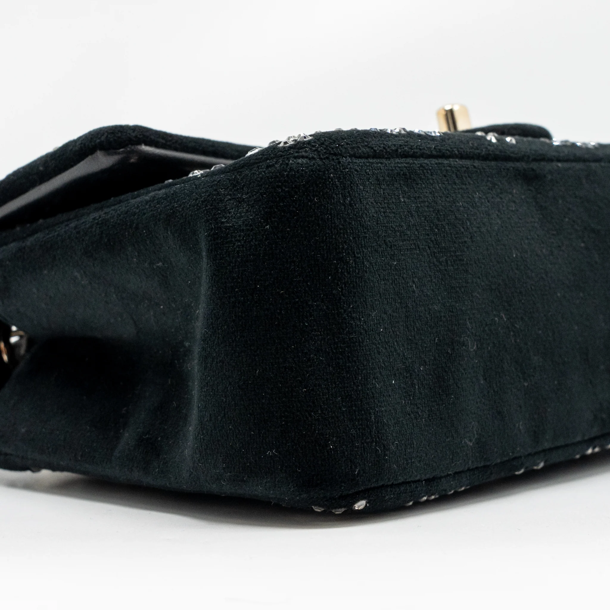 Chanel Mini Rectangular flap bag velvet with crystal black LGHW - Image 6