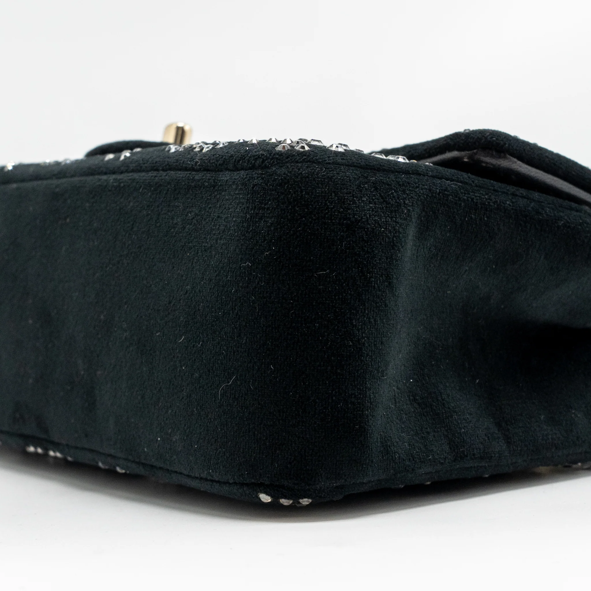 Chanel Mini Rectangular flap bag velvet with crystal black LGHW - Image 7
