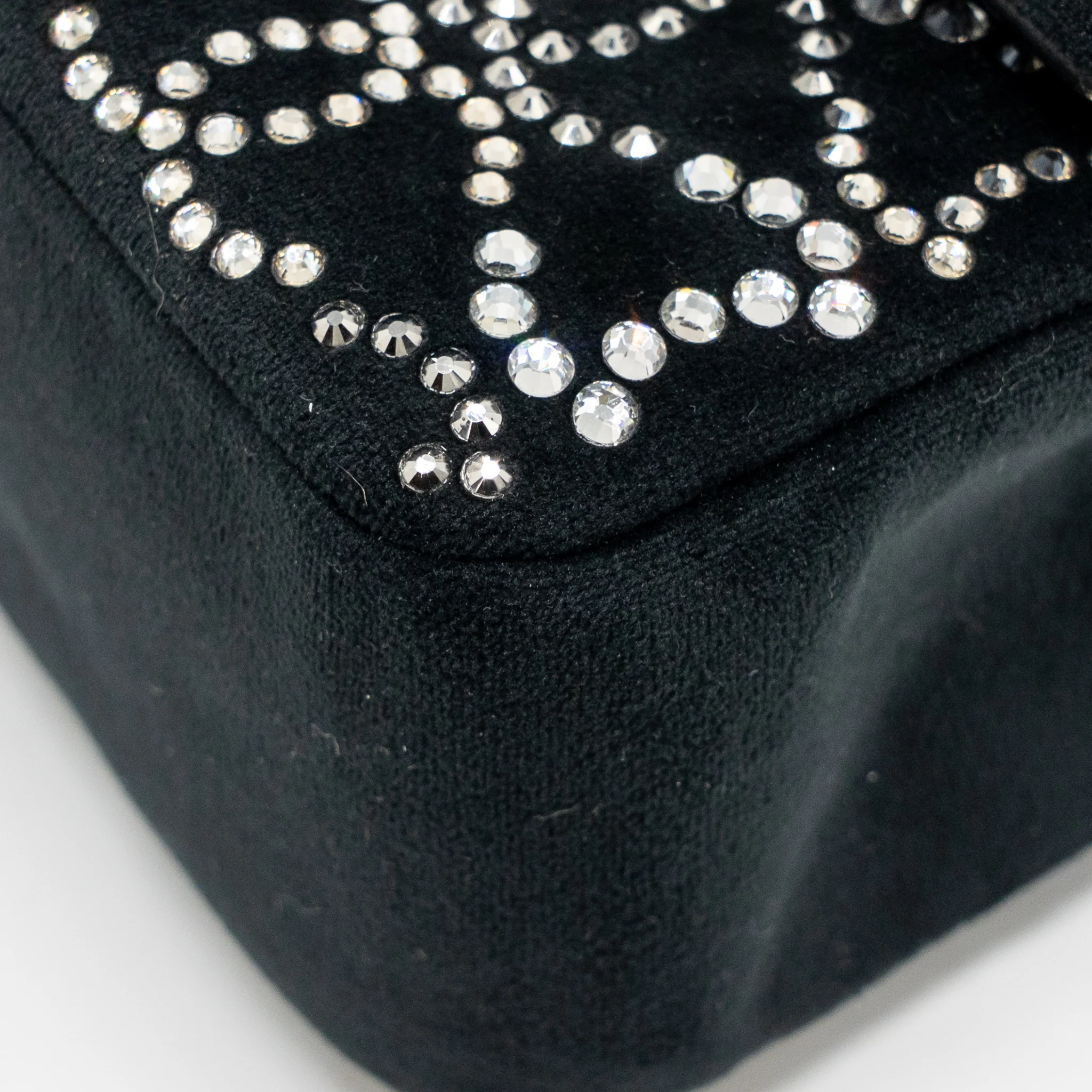 Chanel Mini Rectangular flap bag velvet with crystal black LGHW - Image 9