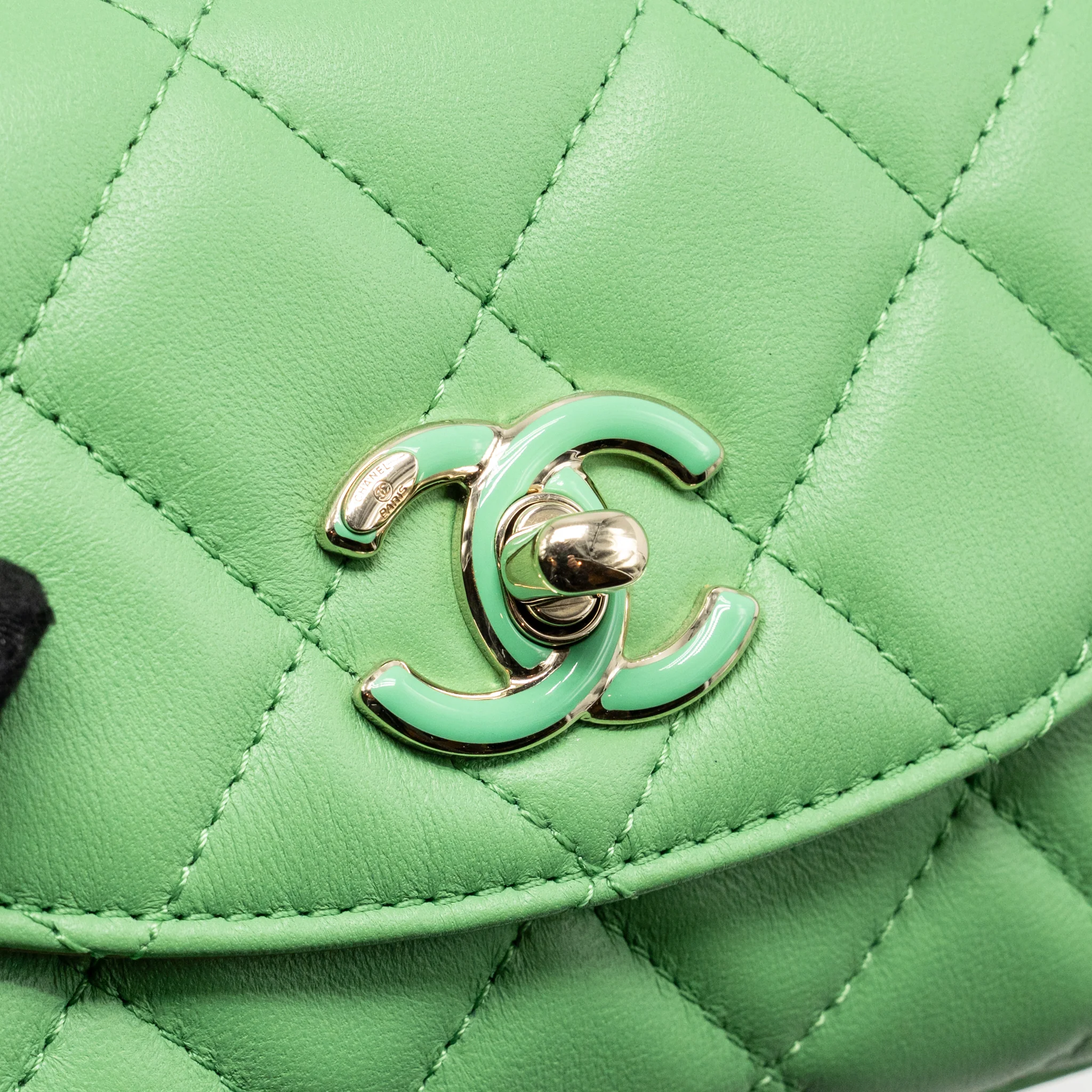 Chanel Mini Scarf Entwined Chain Flap Bag Lambskin Green/Multicolour LGHW - Image 12