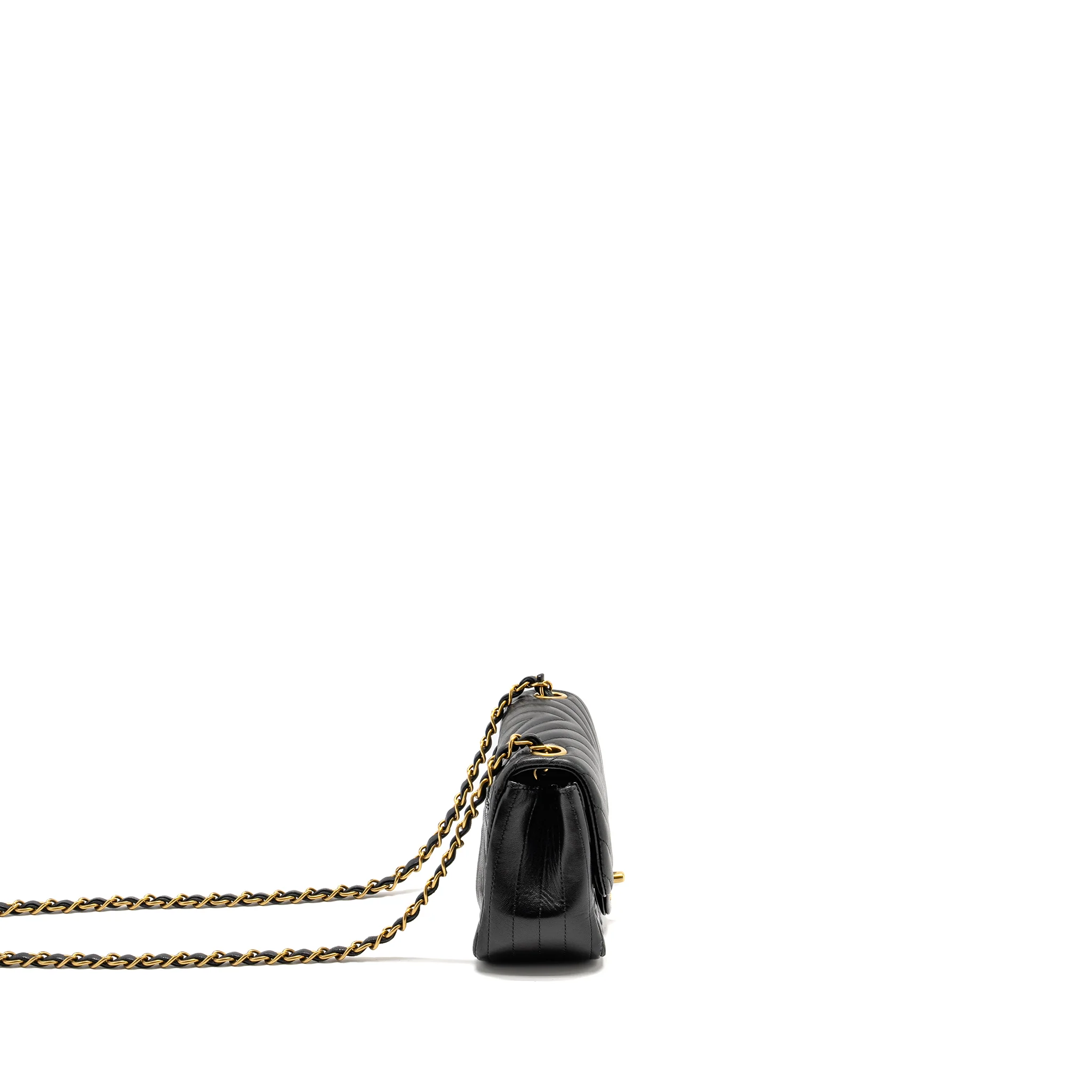 Chanel Mini Square Chevron Flap Bag Lambskin Black GHW - Image 3