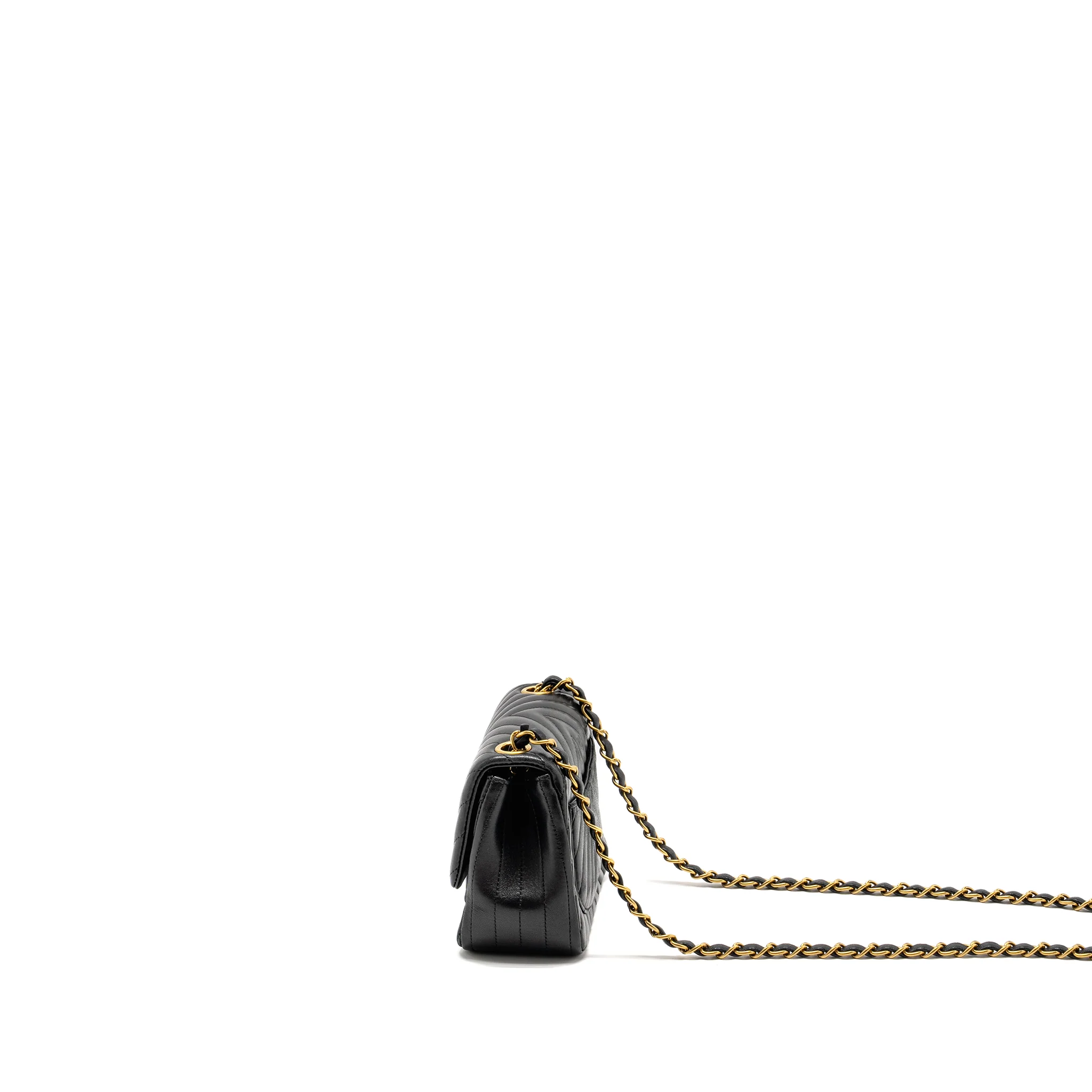 Chanel Mini Square Chevron Flap Bag Lambskin Black GHW - Image 4