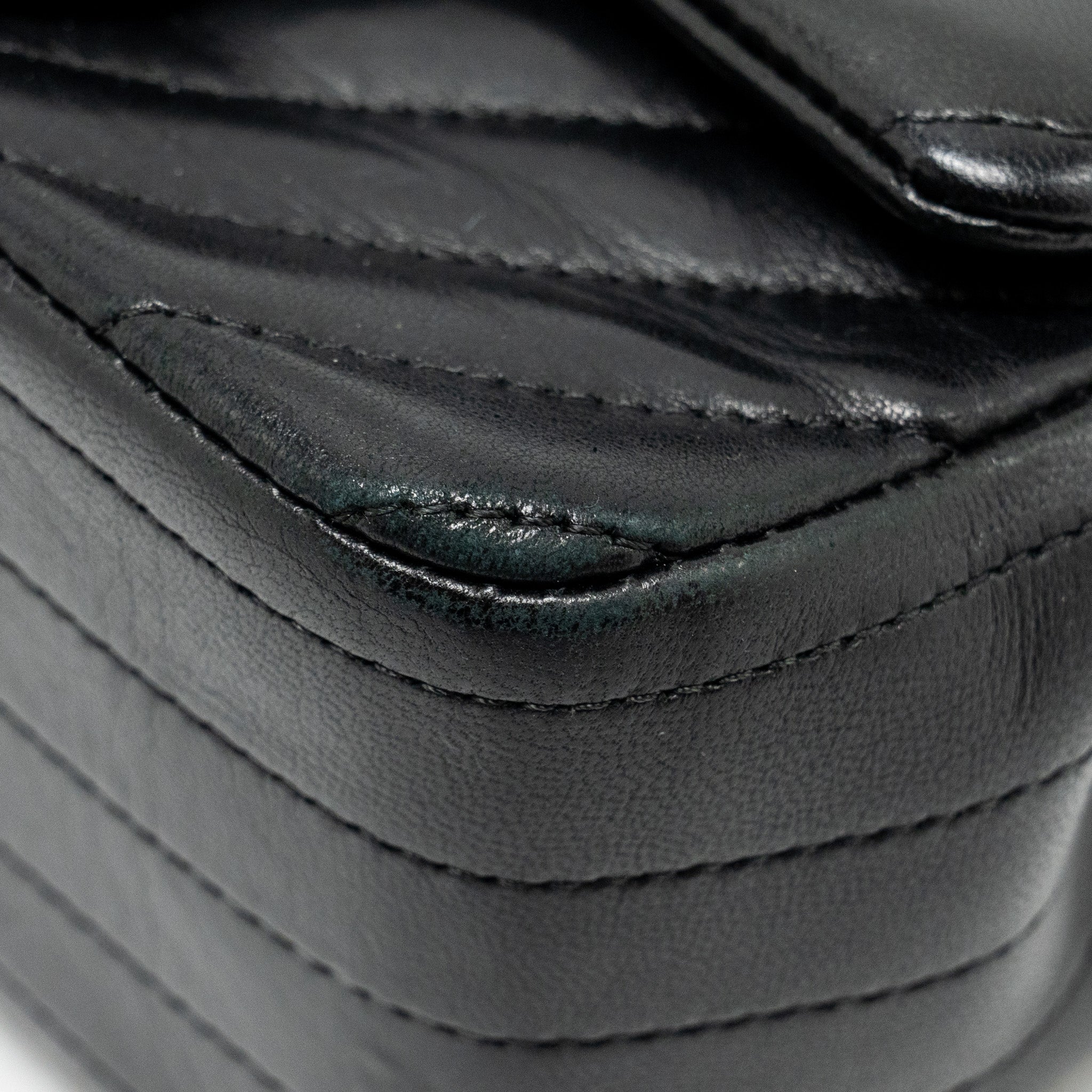 Chanel Mini Square Chevron Flap Bag Lambskin Black GHW - Image 9