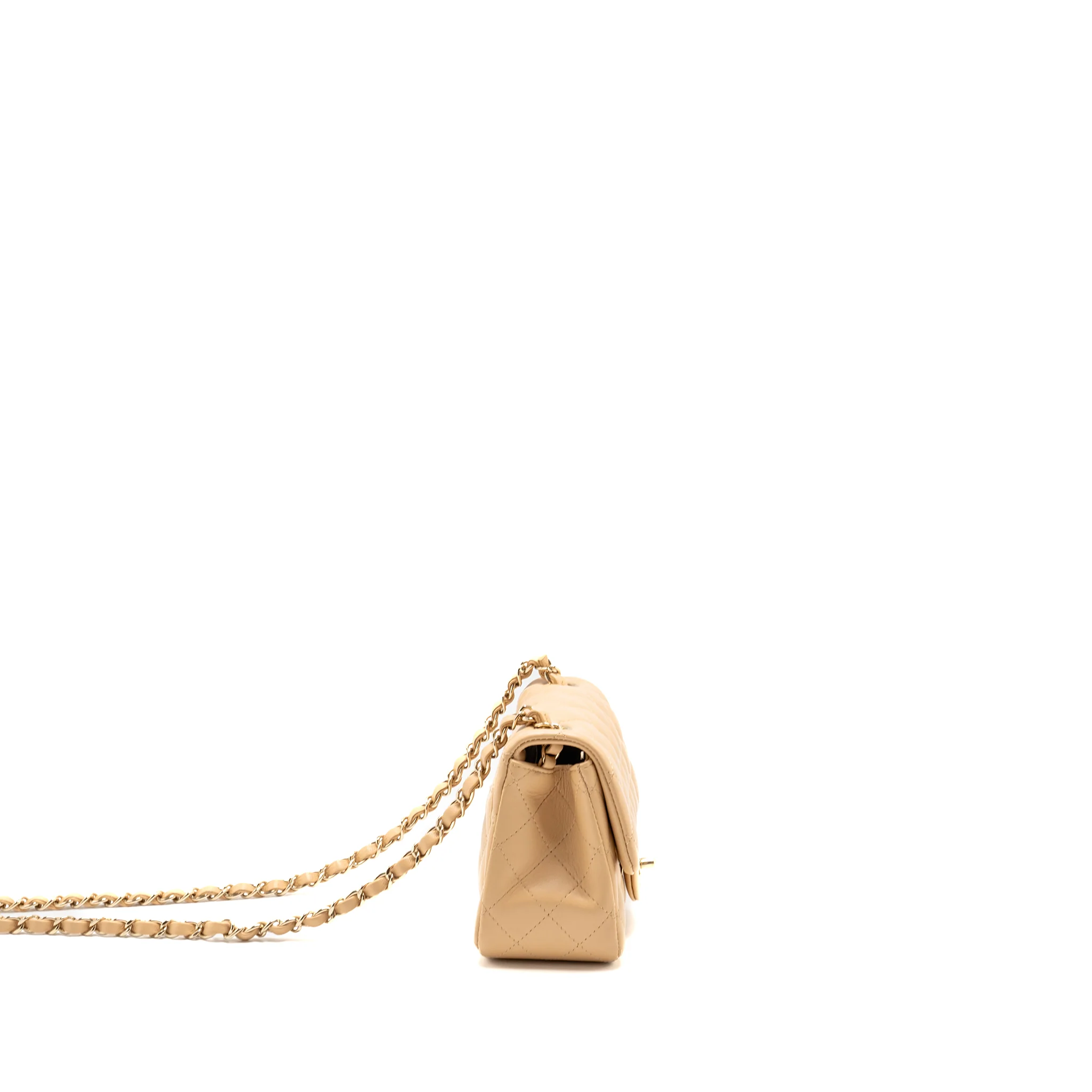Chanel Mini Square Flap Bag Lambskin Beige LGHW (Microchip) - Image 3
