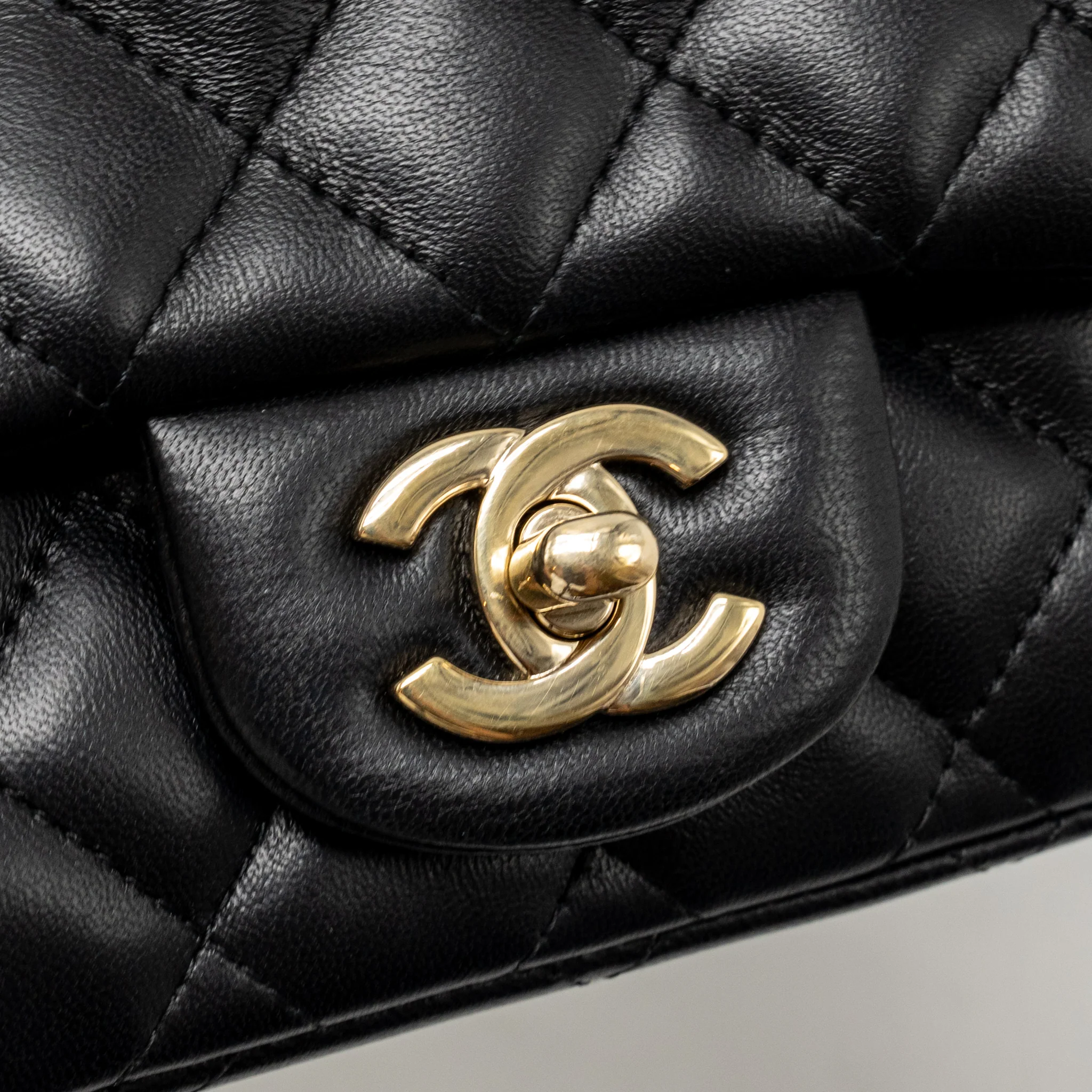 Chanel Mini Square Flap Bag Lambskin black LGHW - Image 13