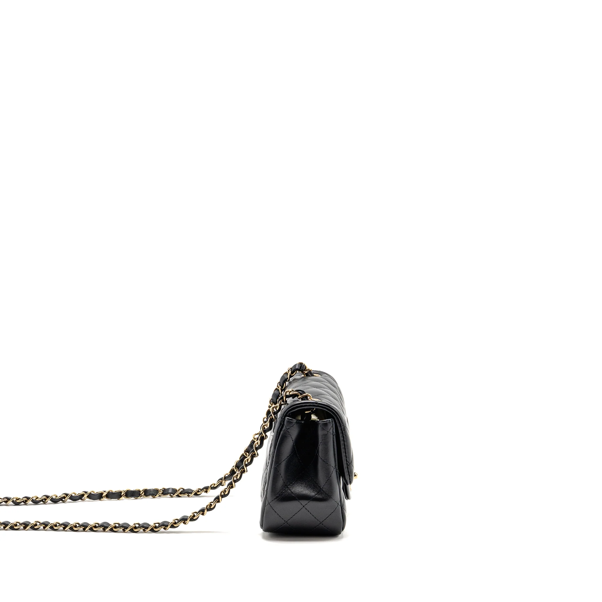 Chanel Mini Square flap bag lambskin black LGHW (microchip) - Image 3