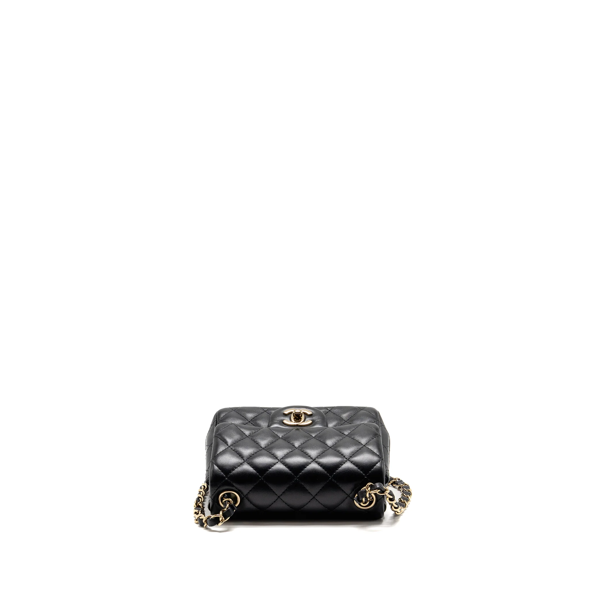 Chanel Mini Square flap bag lambskin black LGHW (microchip) - Image 6