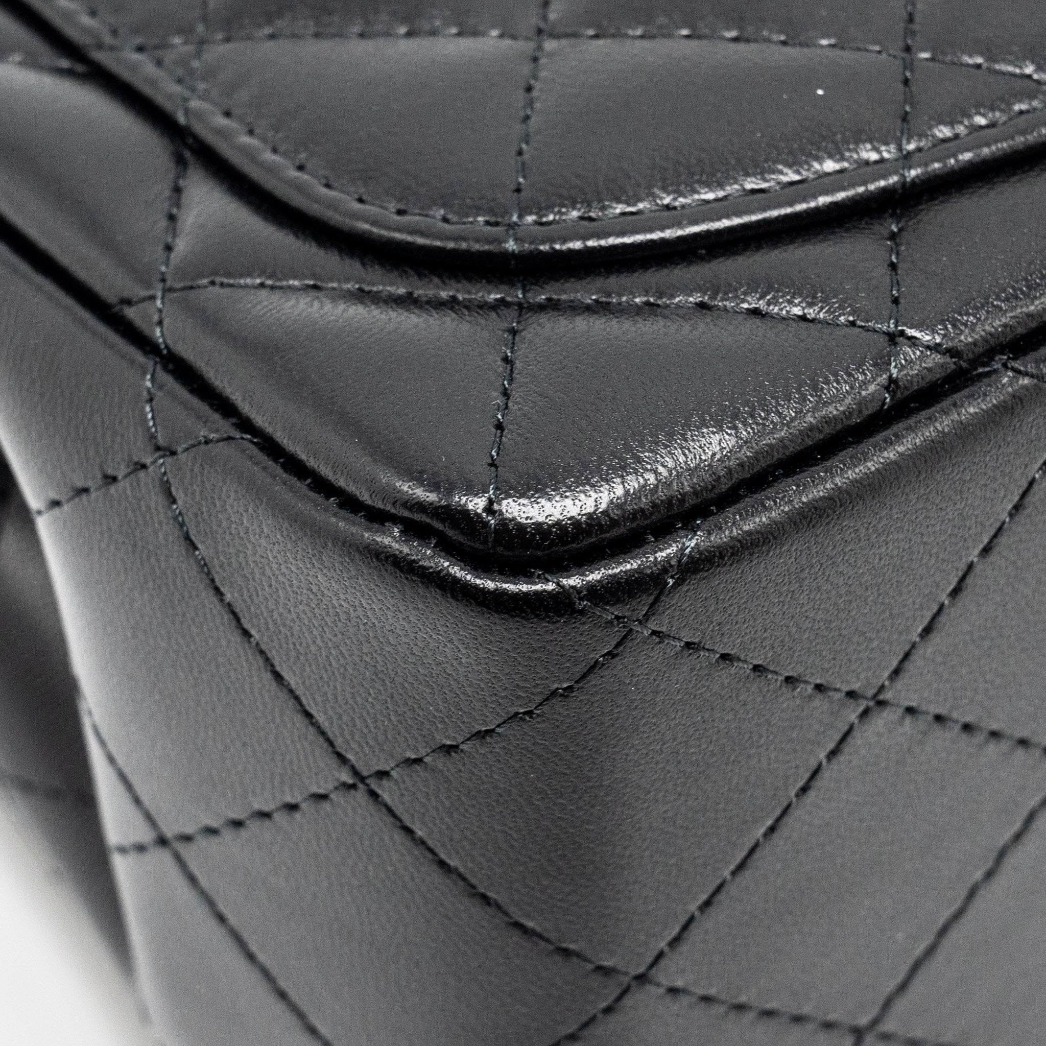 Chanel mini square flap bag lambskin black LGHW (microchip) - Image 10