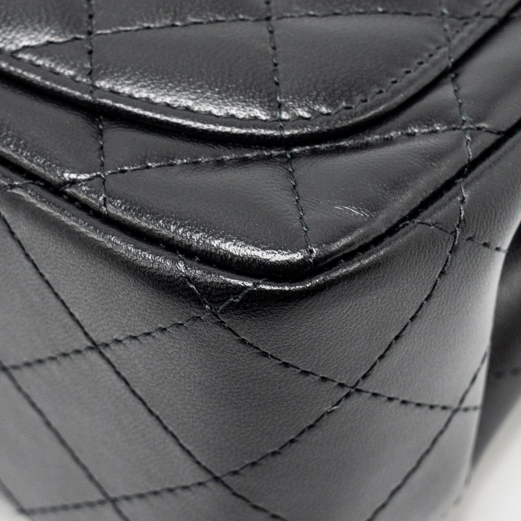 Chanel mini square flap bag lambskin black LGHW (microchip) - Image 11