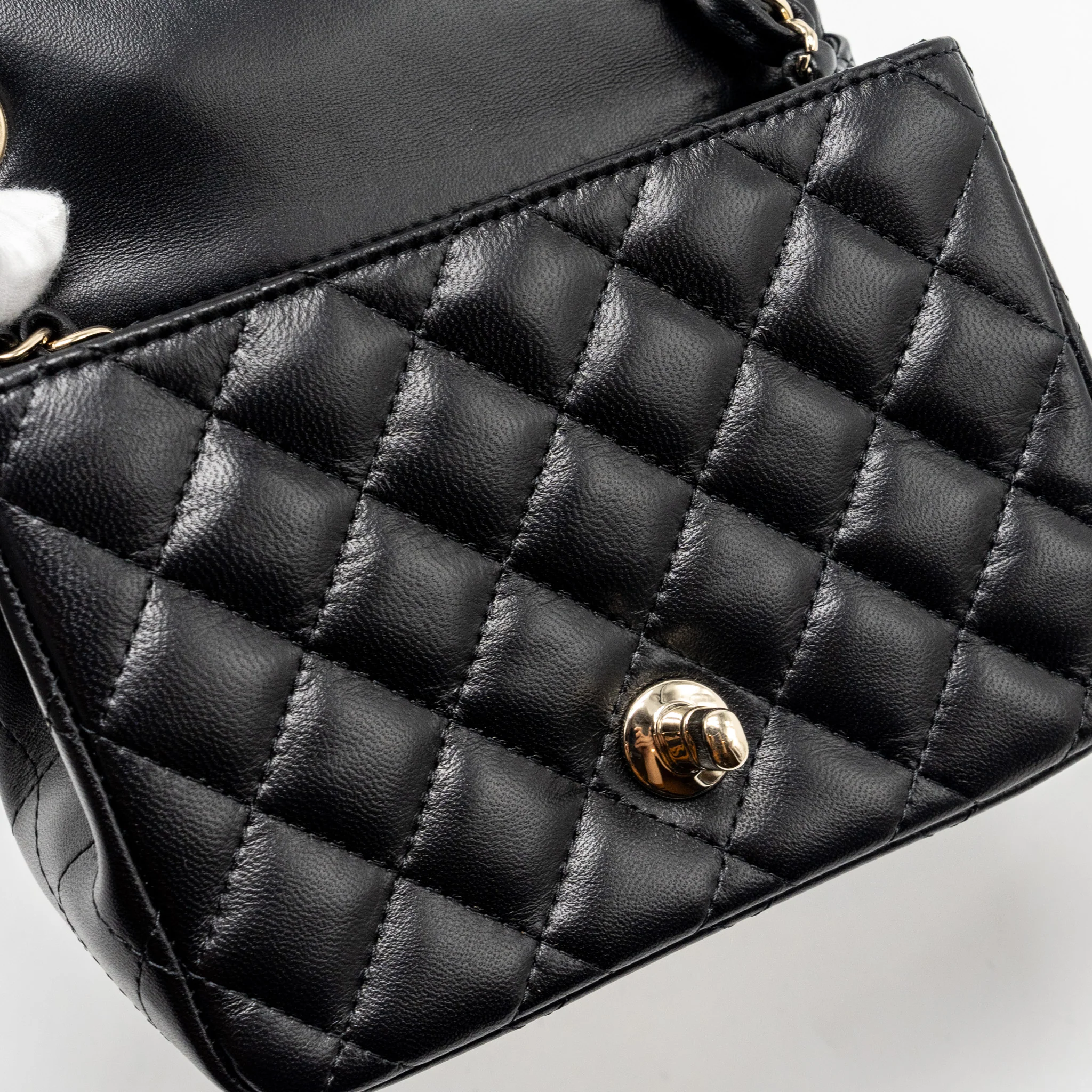 Chanel mini square flap bag lambskin black LGHW (microchip) - Image 14