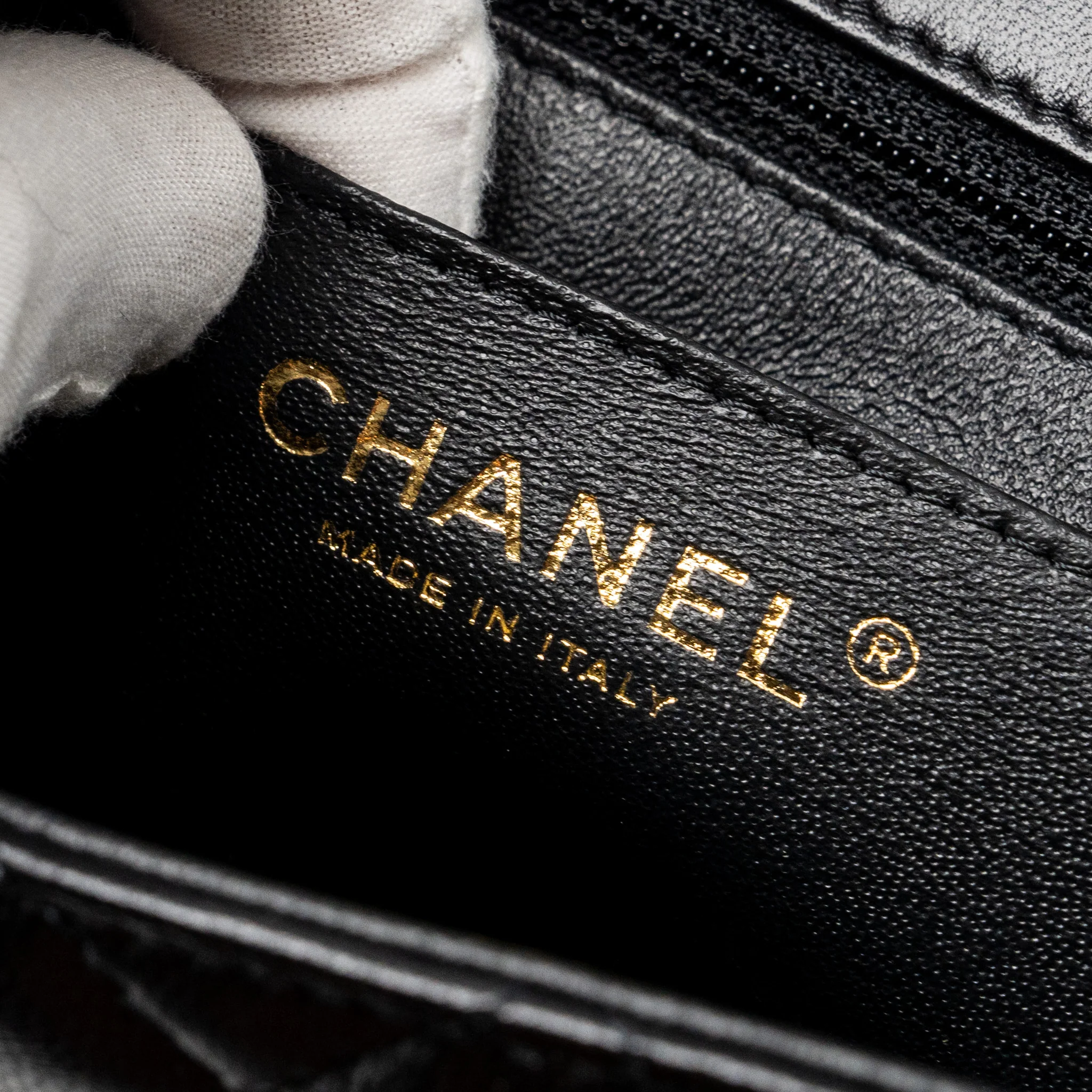 Chanel mini square flap bag lambskin black LGHW (microchip) - Image 16