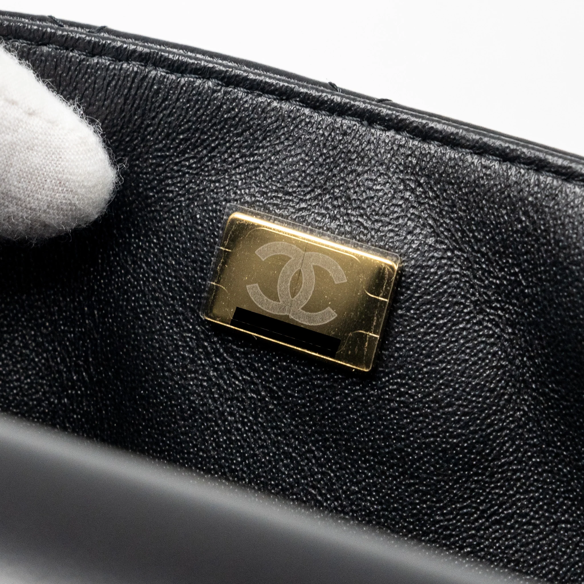 Chanel mini square flap bag lambskin black LGHW (microchip) - Image 17