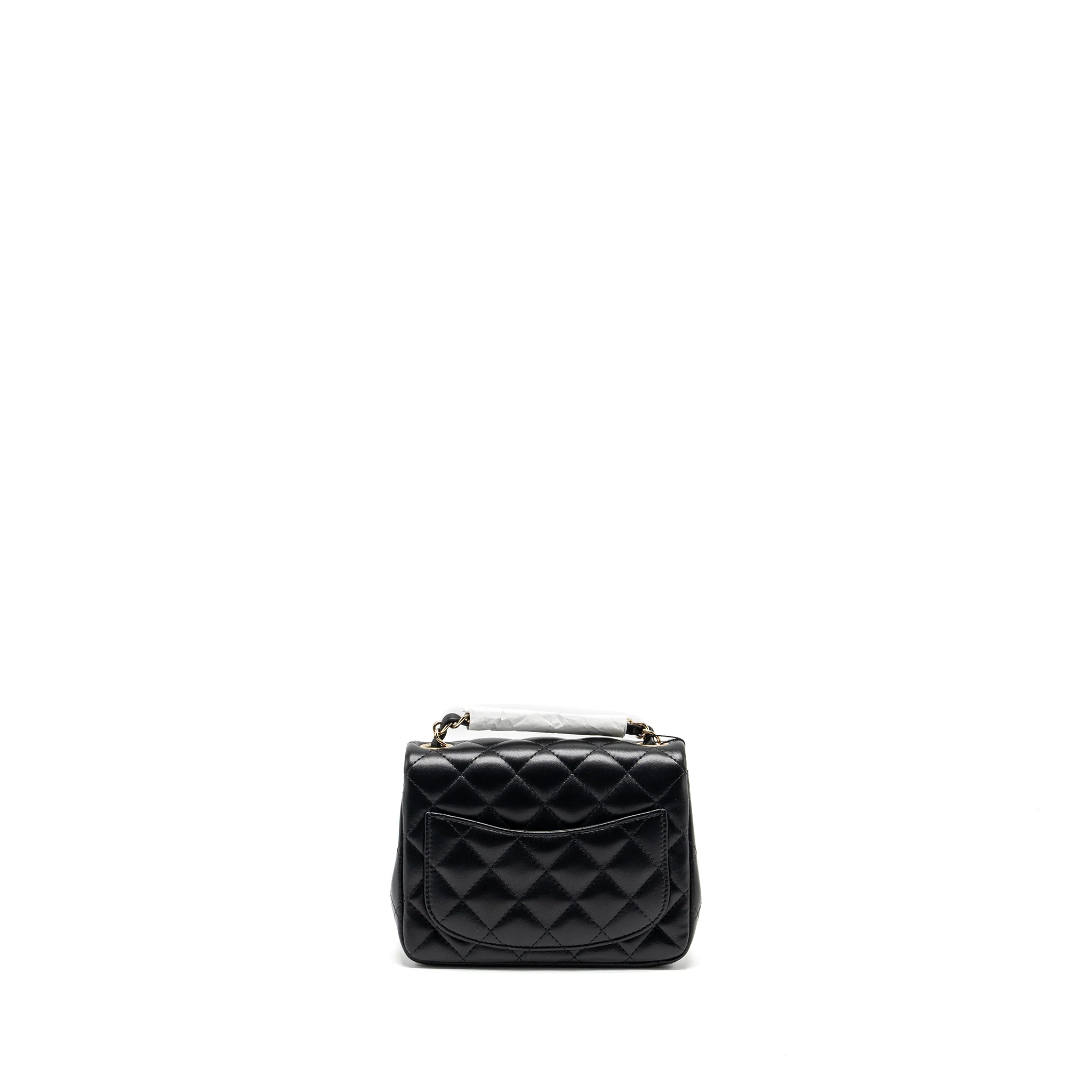 Chanel mini square flap bag lambskin black LGHW (microchip) - Image 2