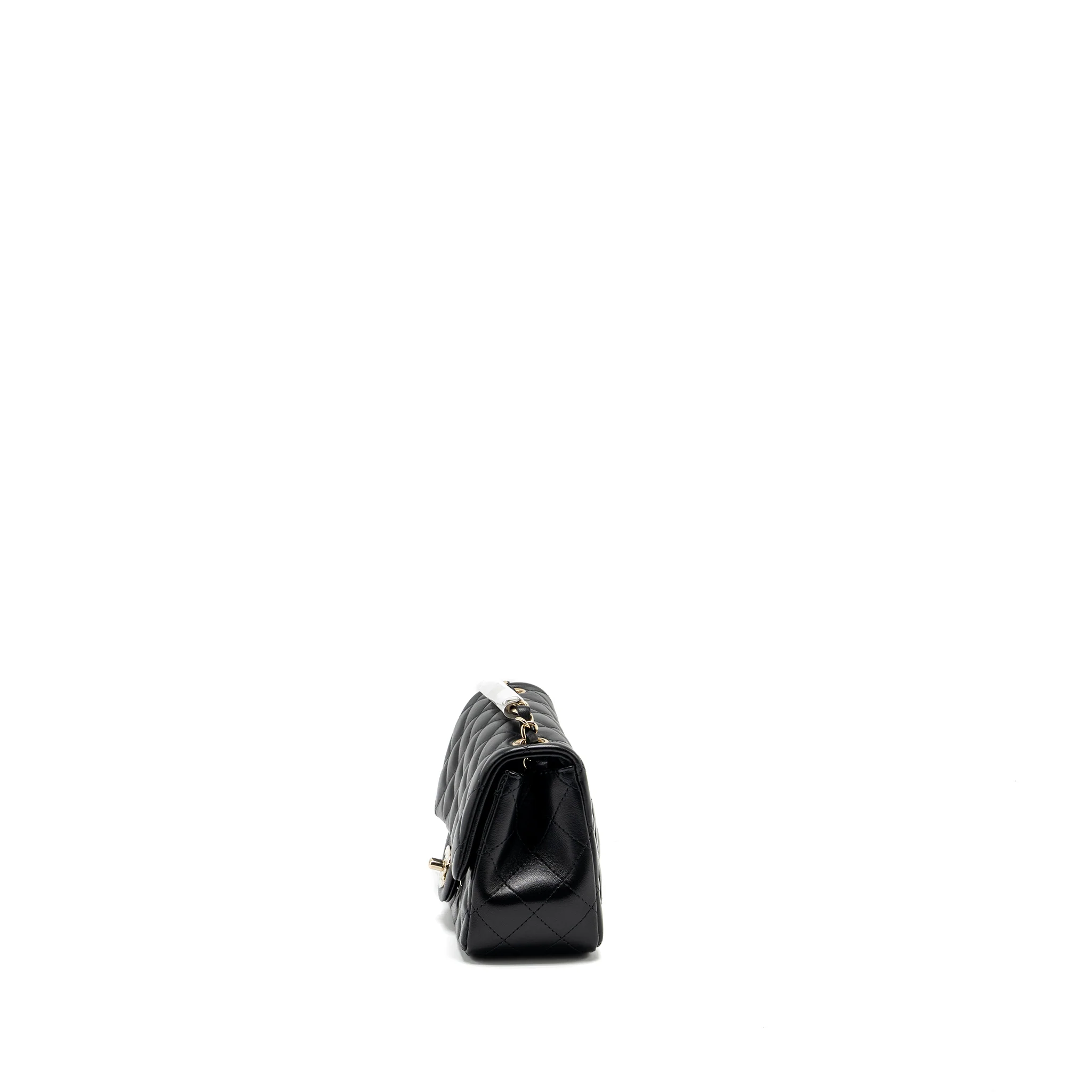 Chanel mini square flap bag lambskin black LGHW (microchip) - Image 4