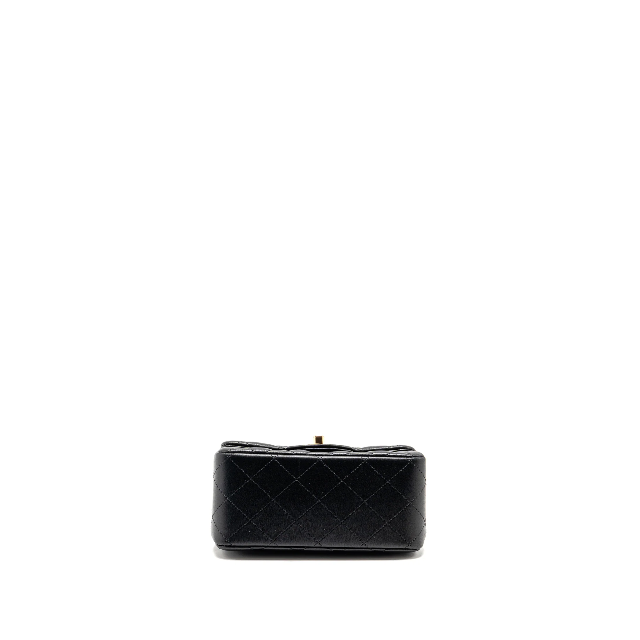 Chanel Mini Square Flap Bag Lambskin Black LGHW (Microchip) - Image 5