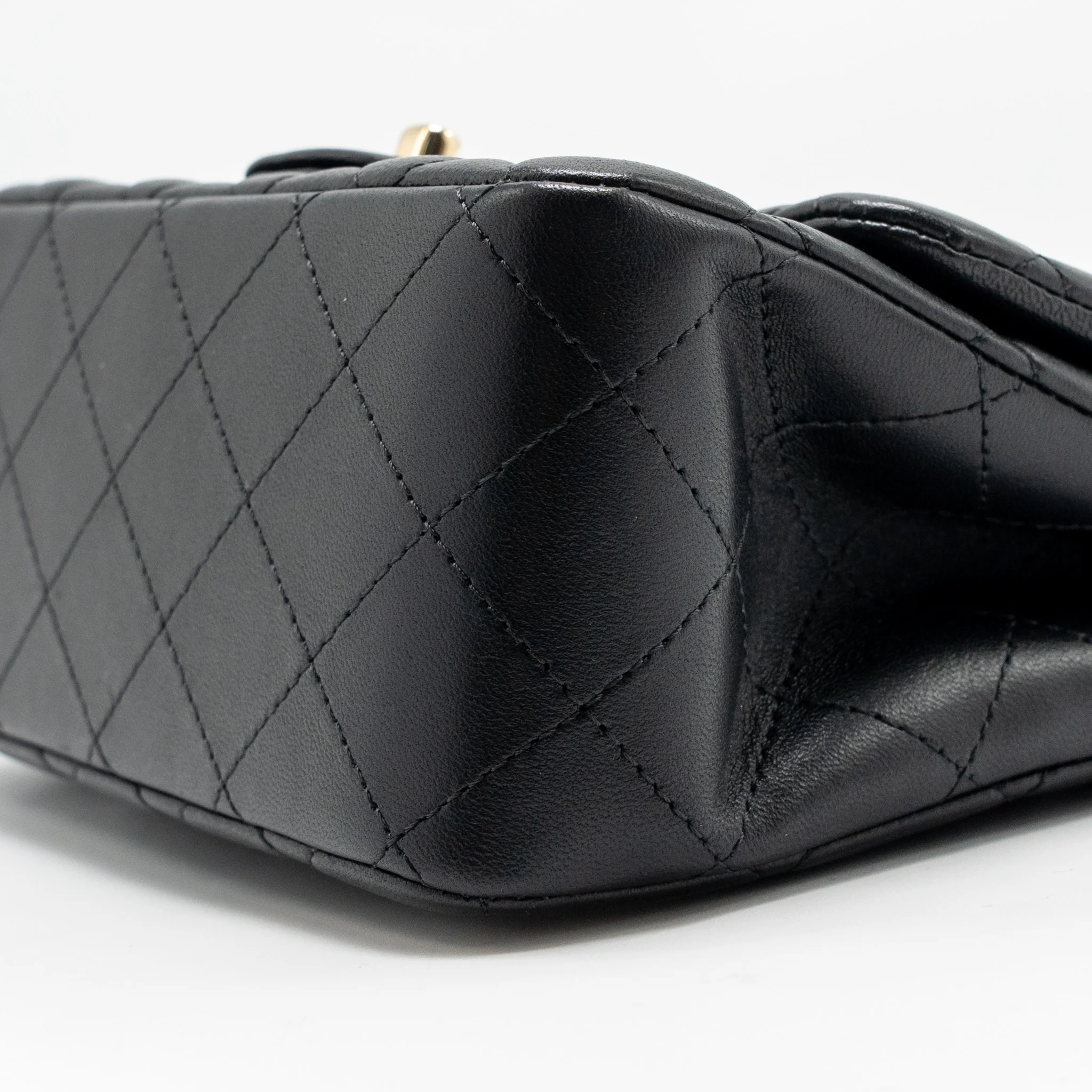 Chanel Mini Square Flap Bag Lambskin Black LGHW (Microchip) - Image 7