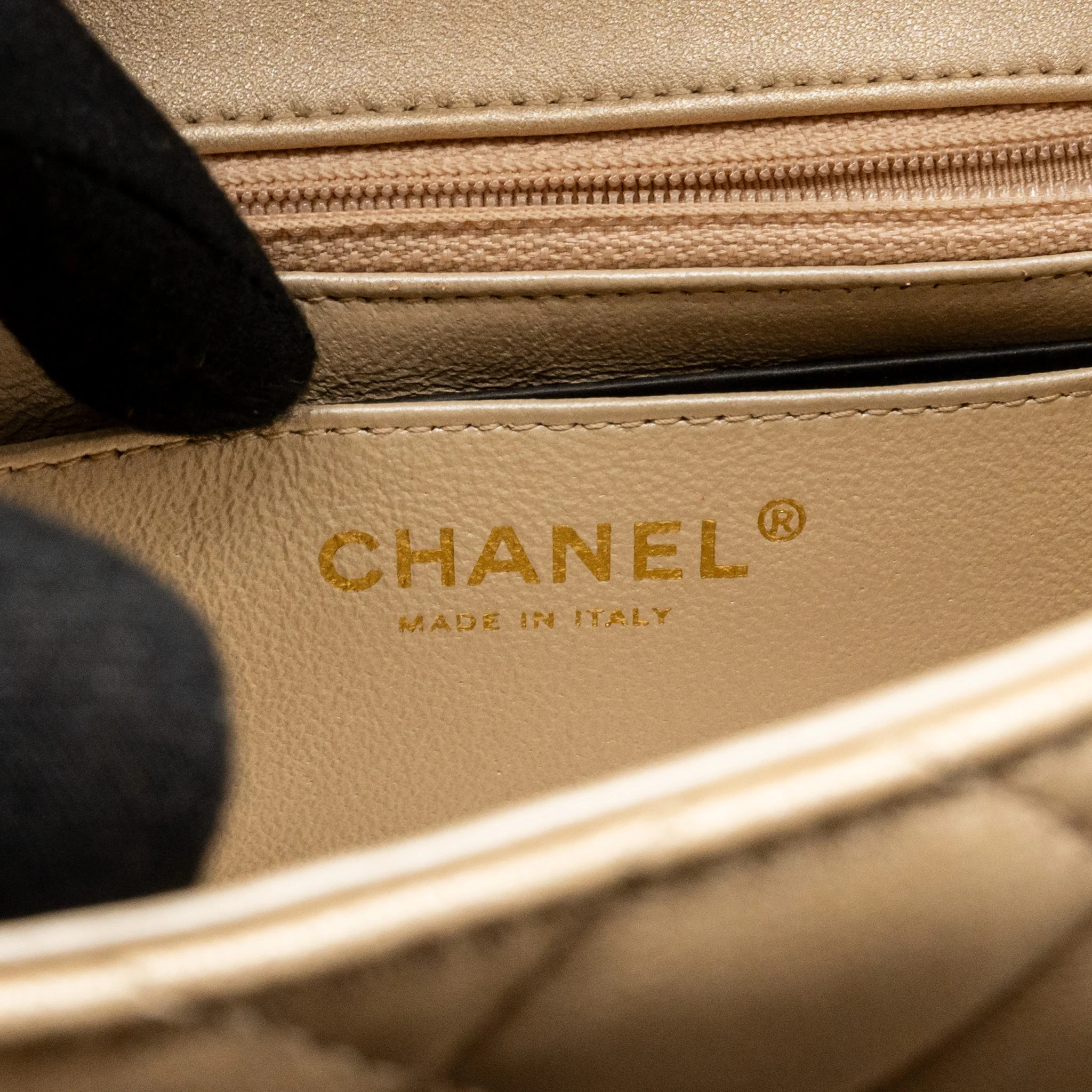 Chanel Mini Square flap Bag Lambskin Gold GHW - Image 16