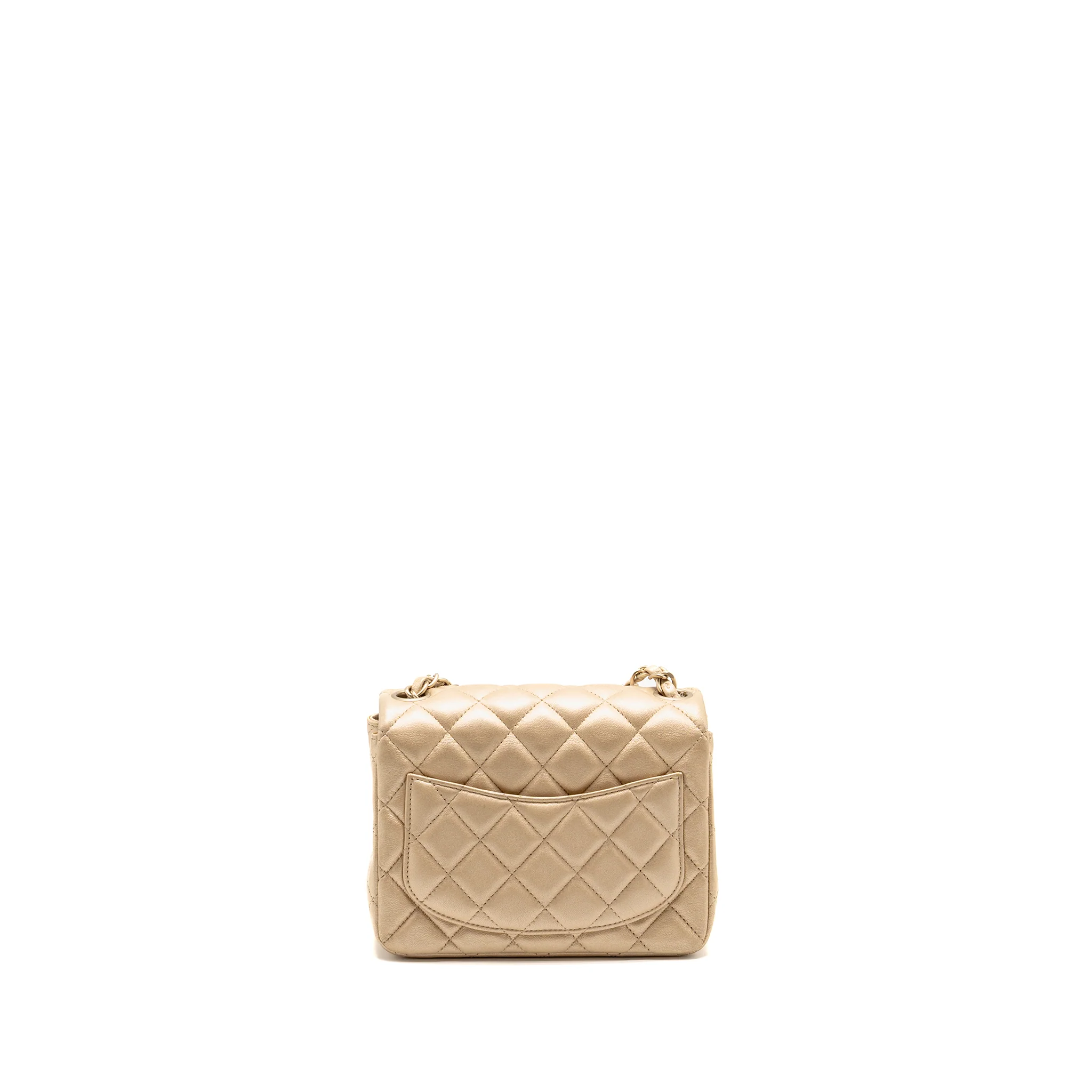Chanel Mini Square flap Bag Lambskin Gold GHW - Image 2