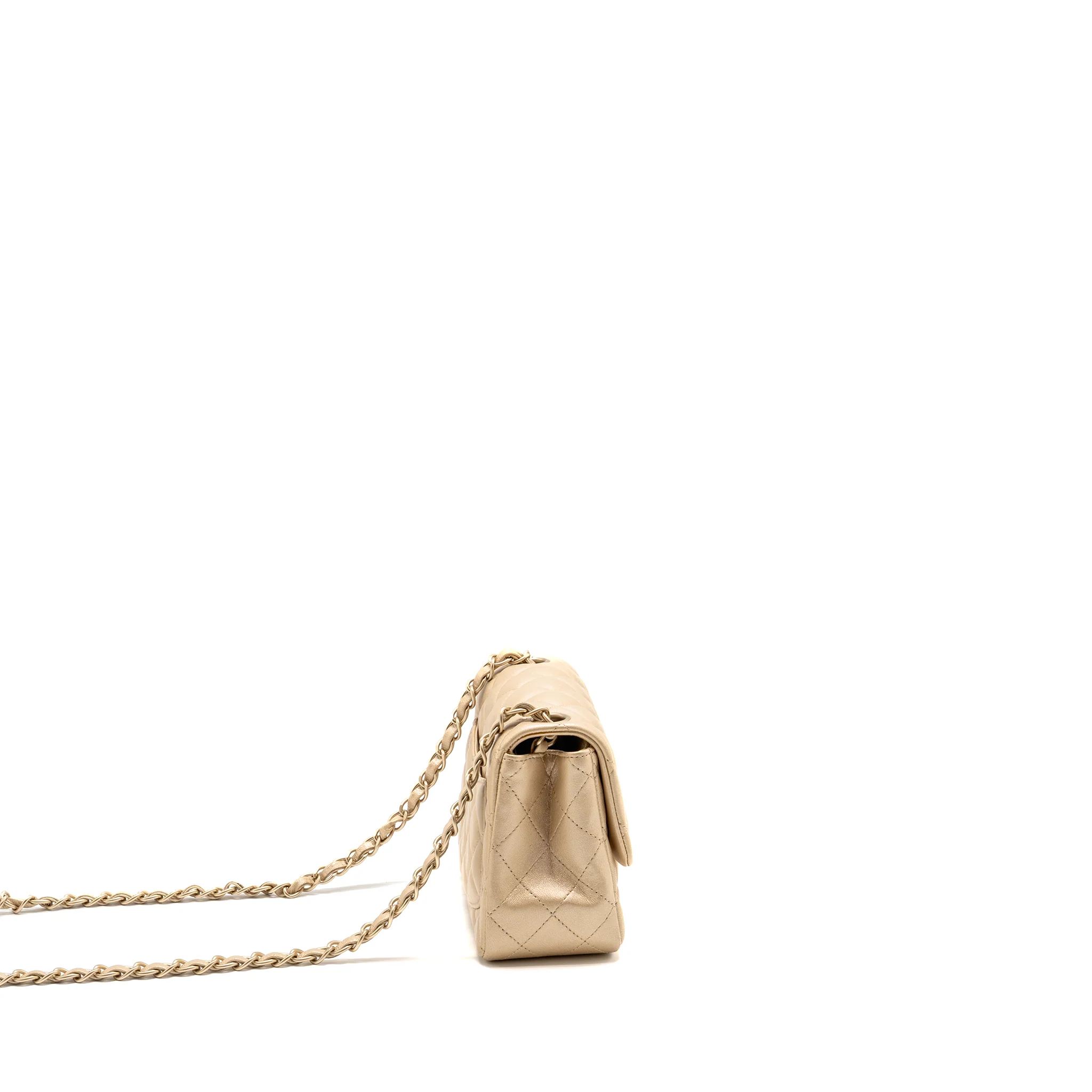 Chanel Mini Square flap Bag Lambskin Gold GHW - Image 3