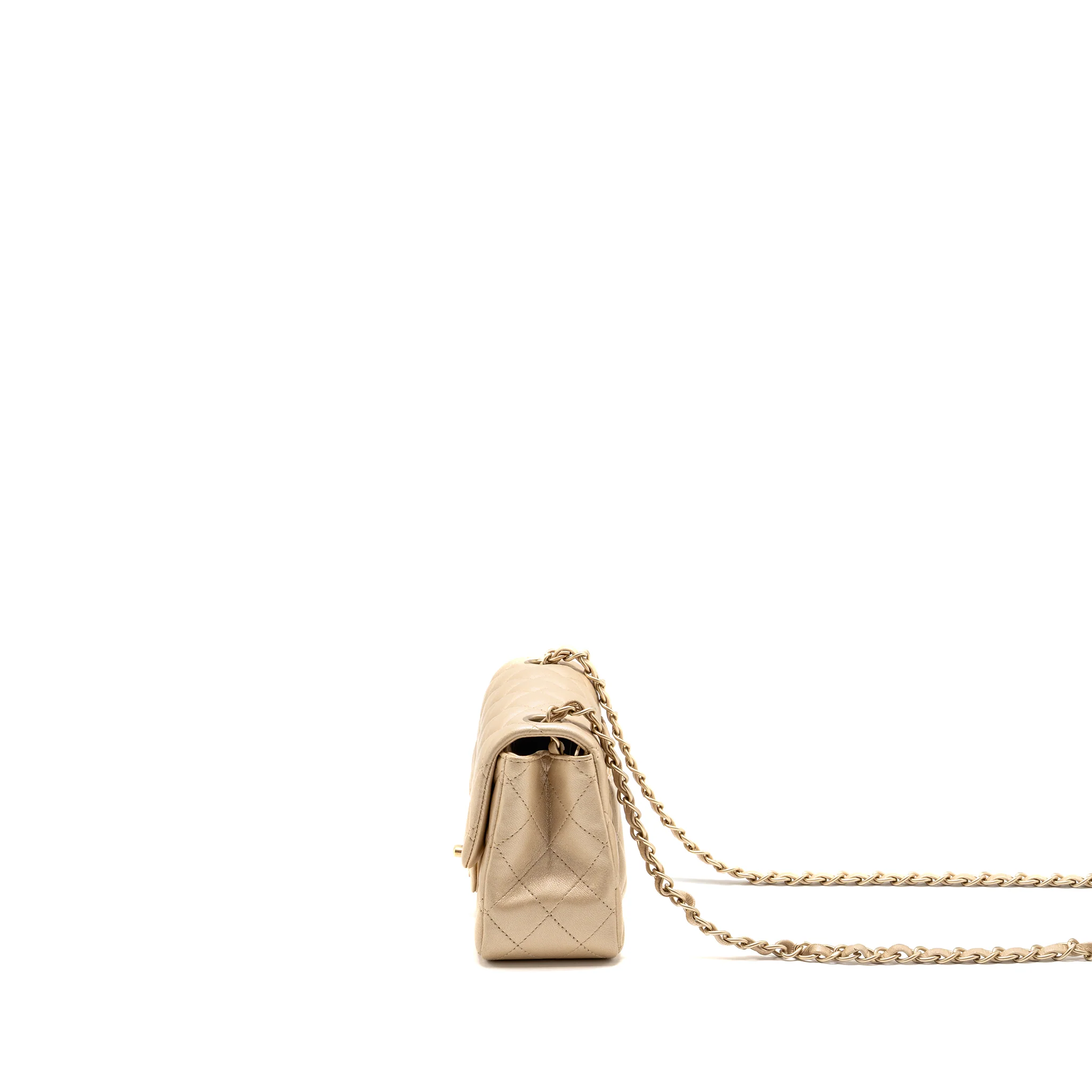 Chanel Mini Square flap Bag Lambskin Gold GHW - Image 4