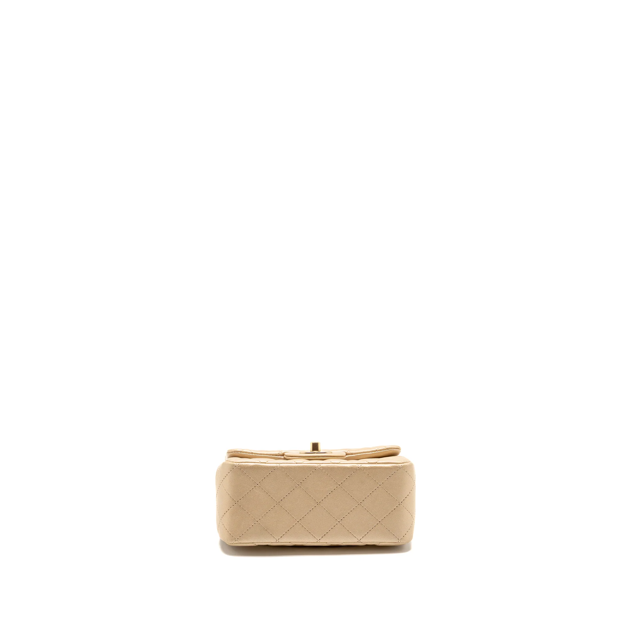 Chanel Mini Square flap Bag Lambskin Gold GHW - Image 5