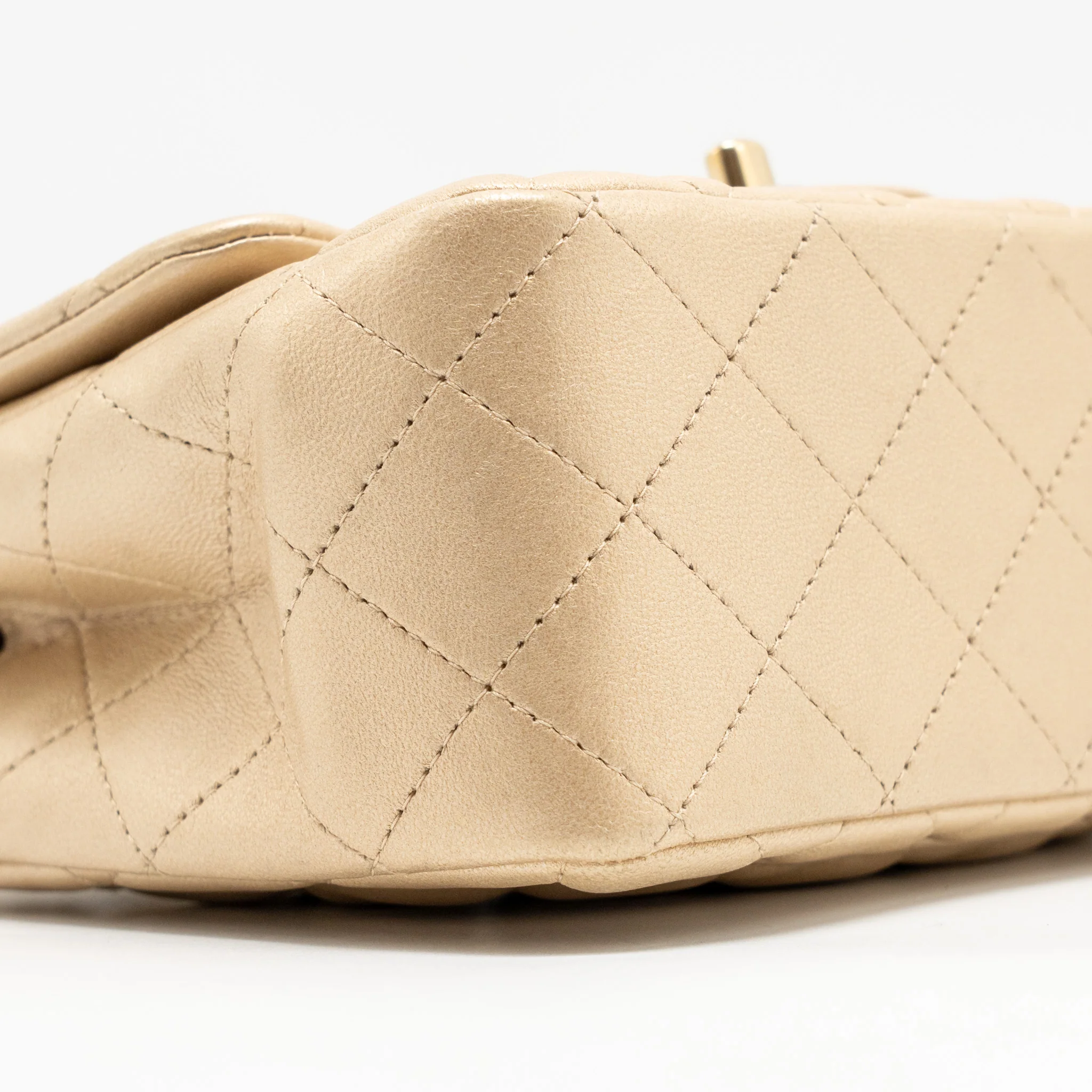 Chanel Mini Square flap Bag Lambskin Gold GHW - Image 6