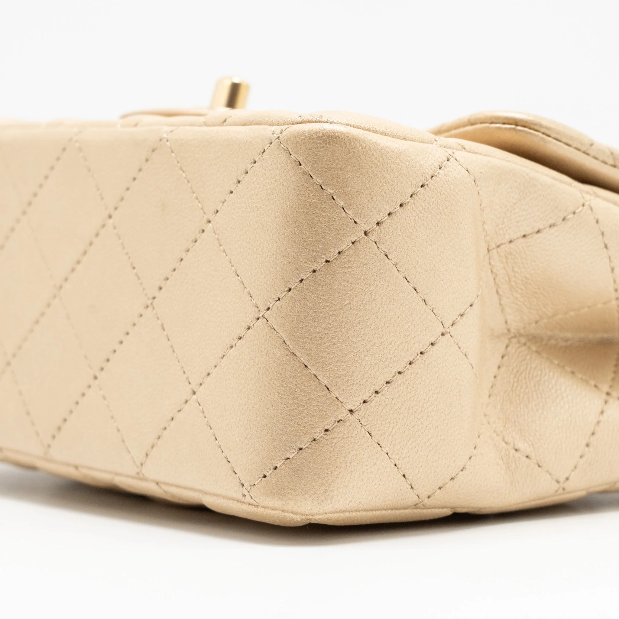 Chanel Mini Square flap Bag Lambskin Gold GHW - Image 7