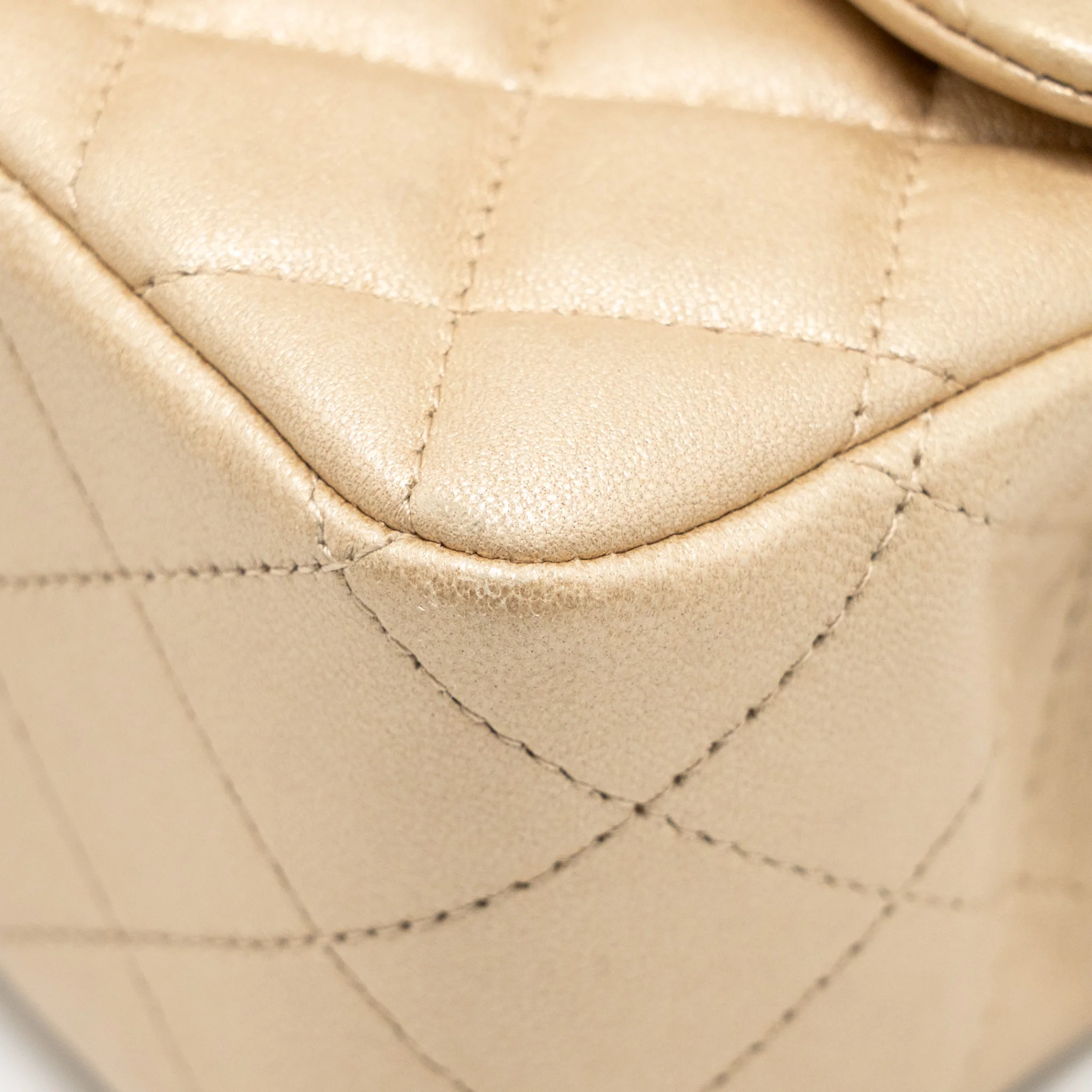 Chanel Mini Square flap Bag Lambskin Gold GHW - Image 8