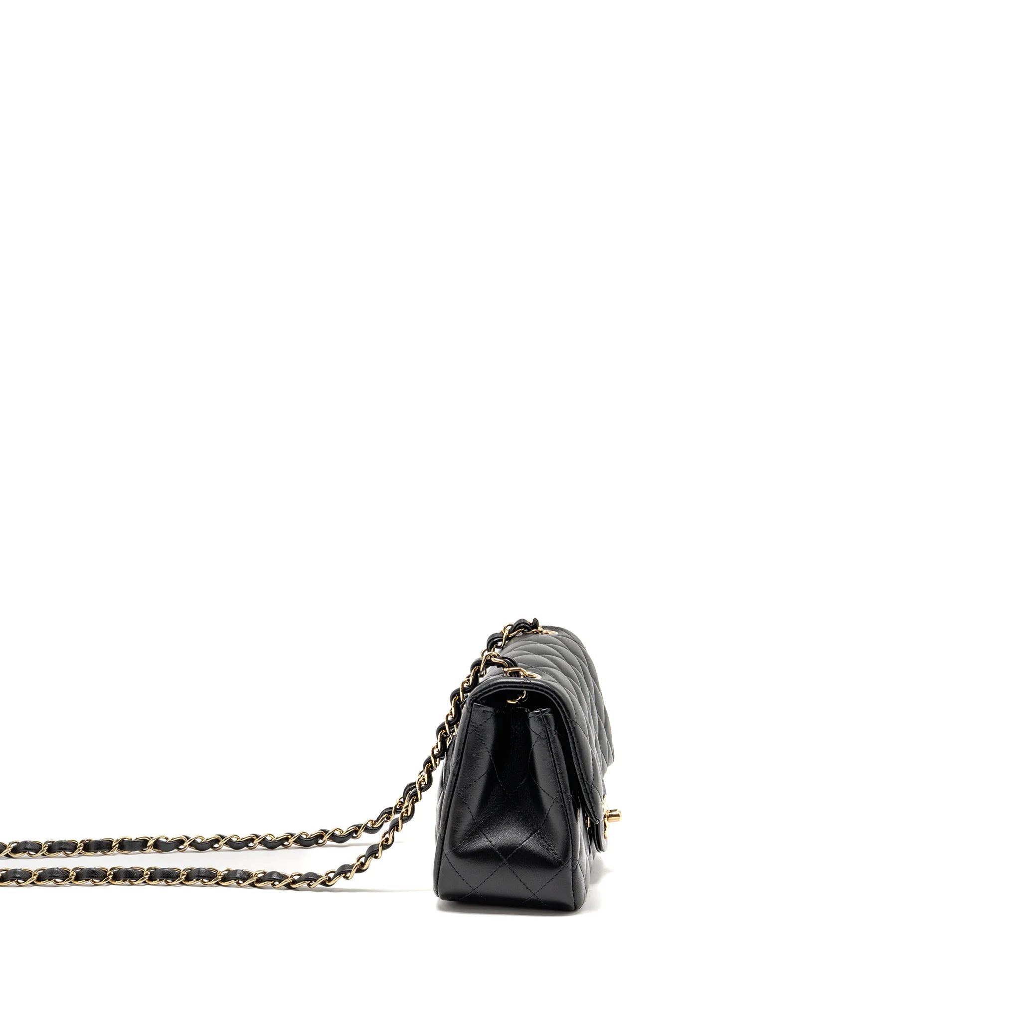 Chanel Mini Square Flap Bag Lambskin Black LGHW (Microchip) - Image 3
