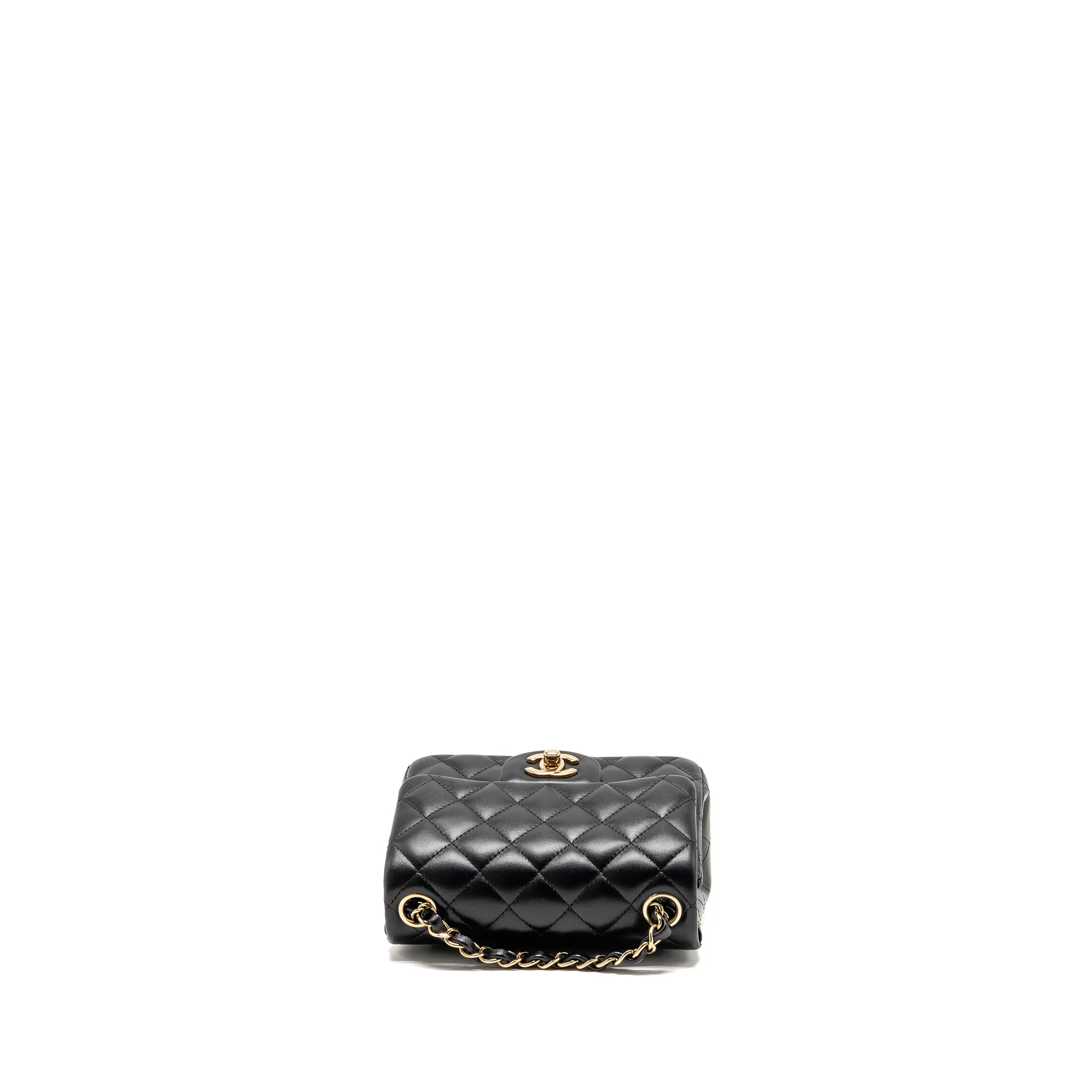 Chanel Mini Square Flap Bag Lambskin Black LGHW (Microchip) - Image 5