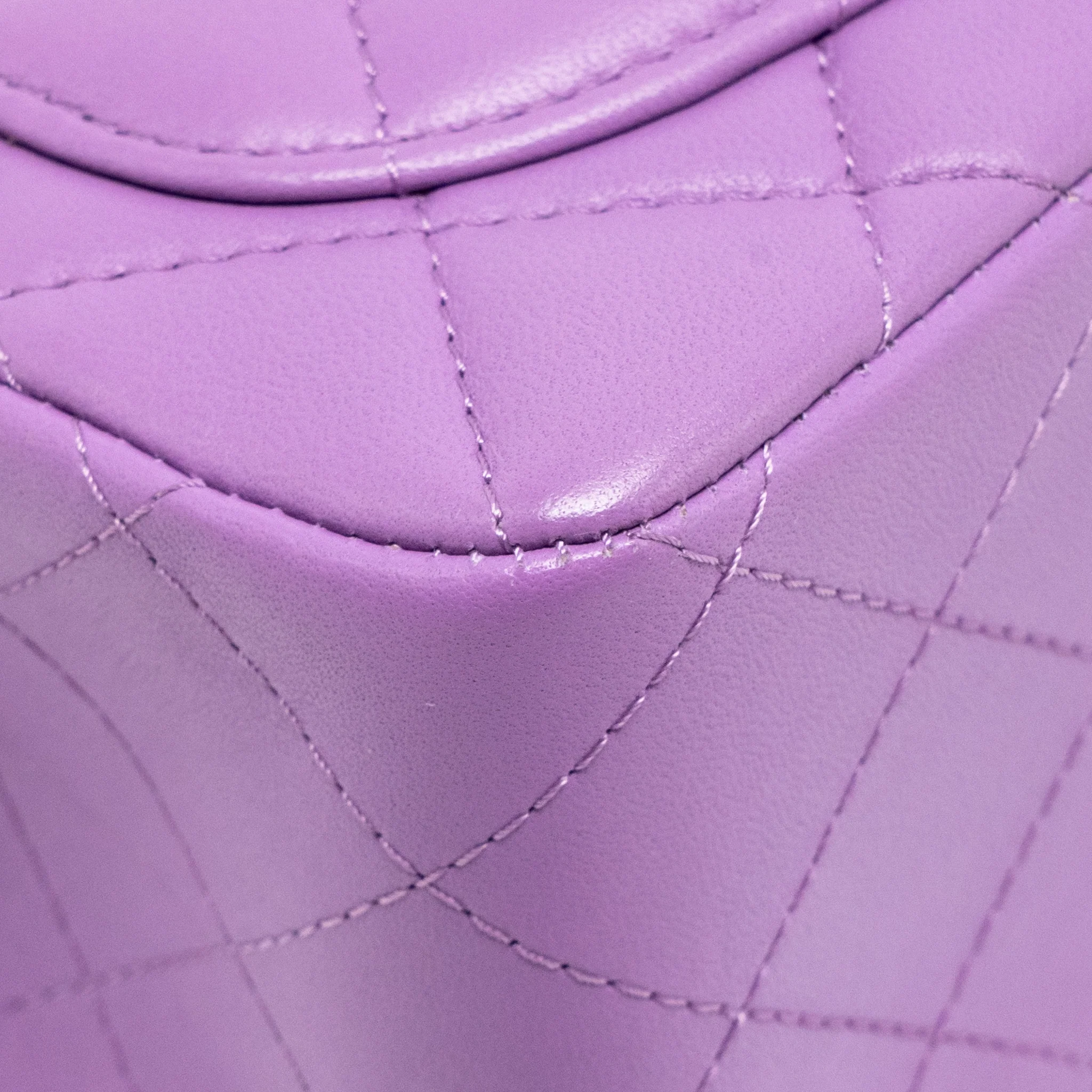 Chanel Mini Square Flap Bag Lambskin Purple SHW - Image 11