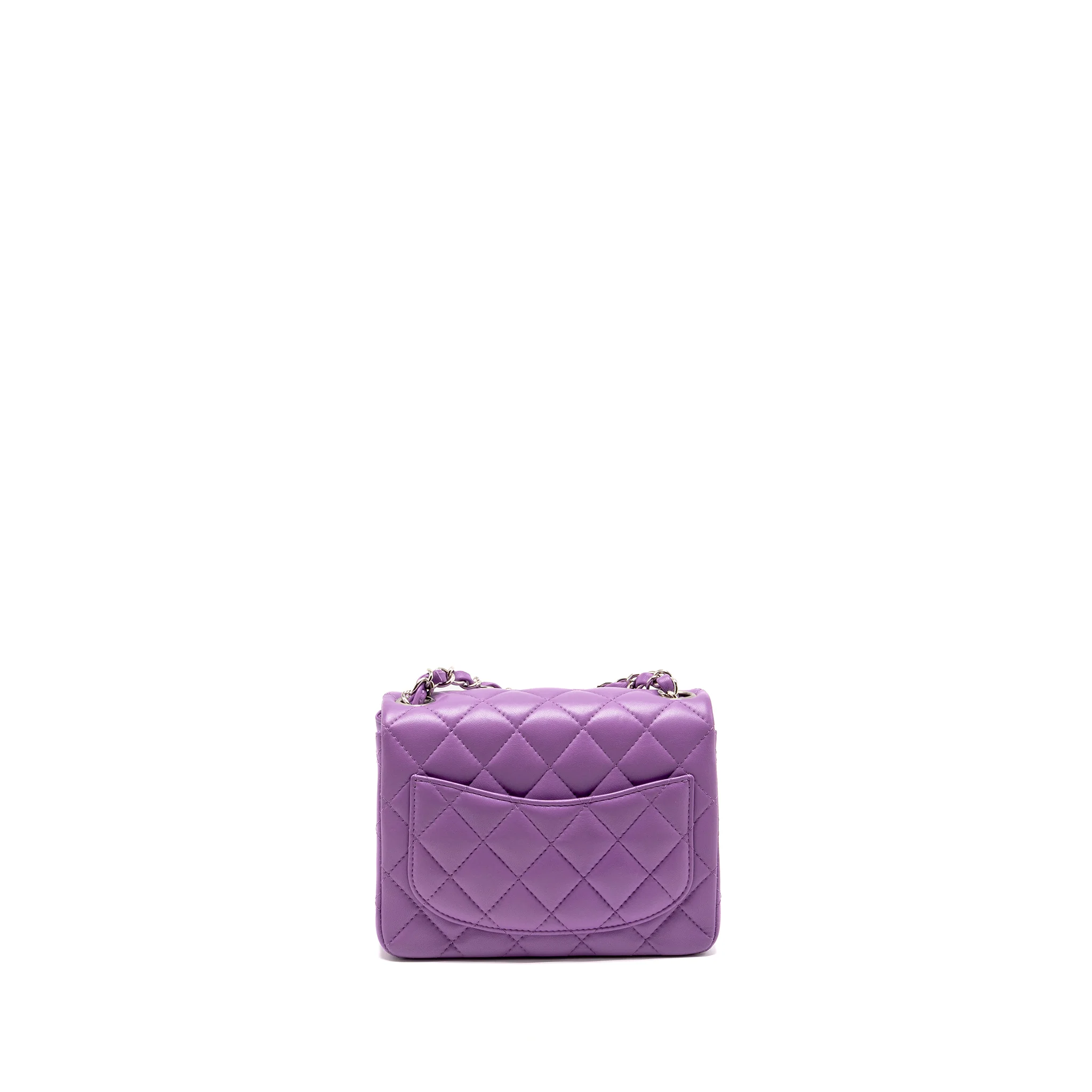 Chanel Mini Square Flap Bag Lambskin Purple SHW - Image 2