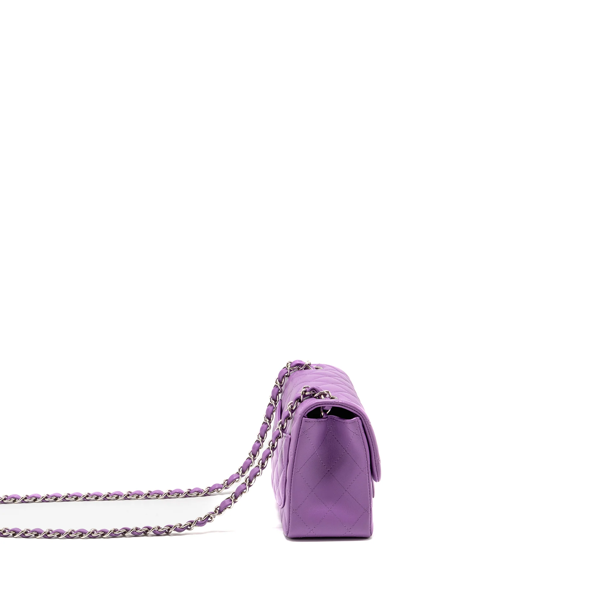 Chanel Mini Square Flap Bag Lambskin Purple SHW - Image 3