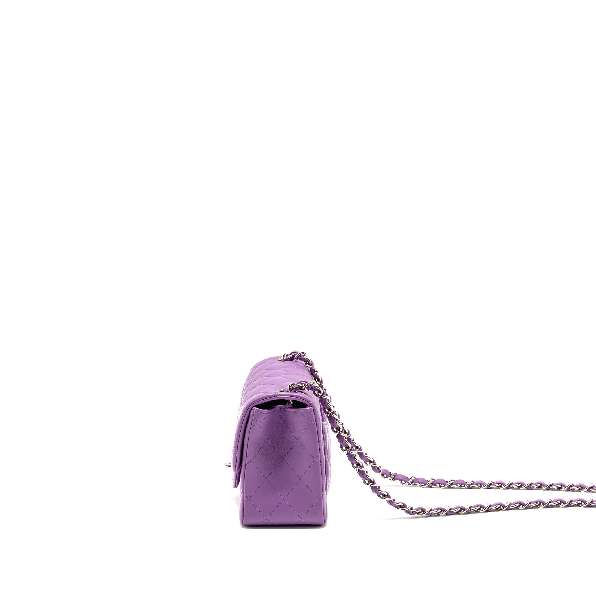 Chanel Mini Square Flap Bag Lambskin Purple SHW - Image 4