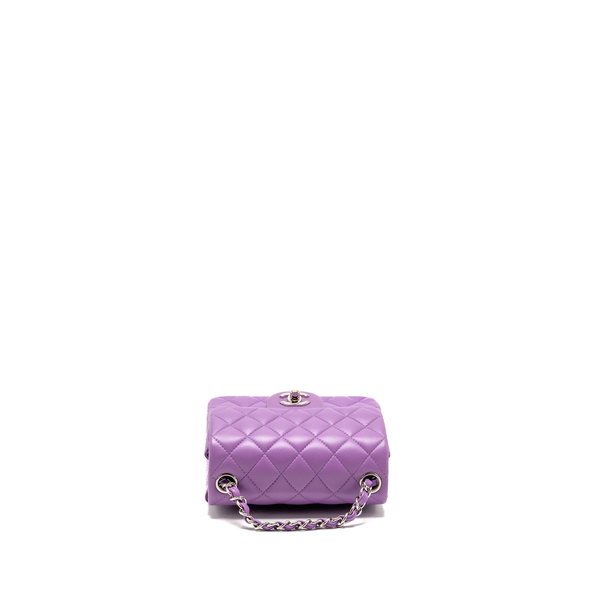 Chanel Mini Square Flap Bag Lambskin Purple SHW - Image 5