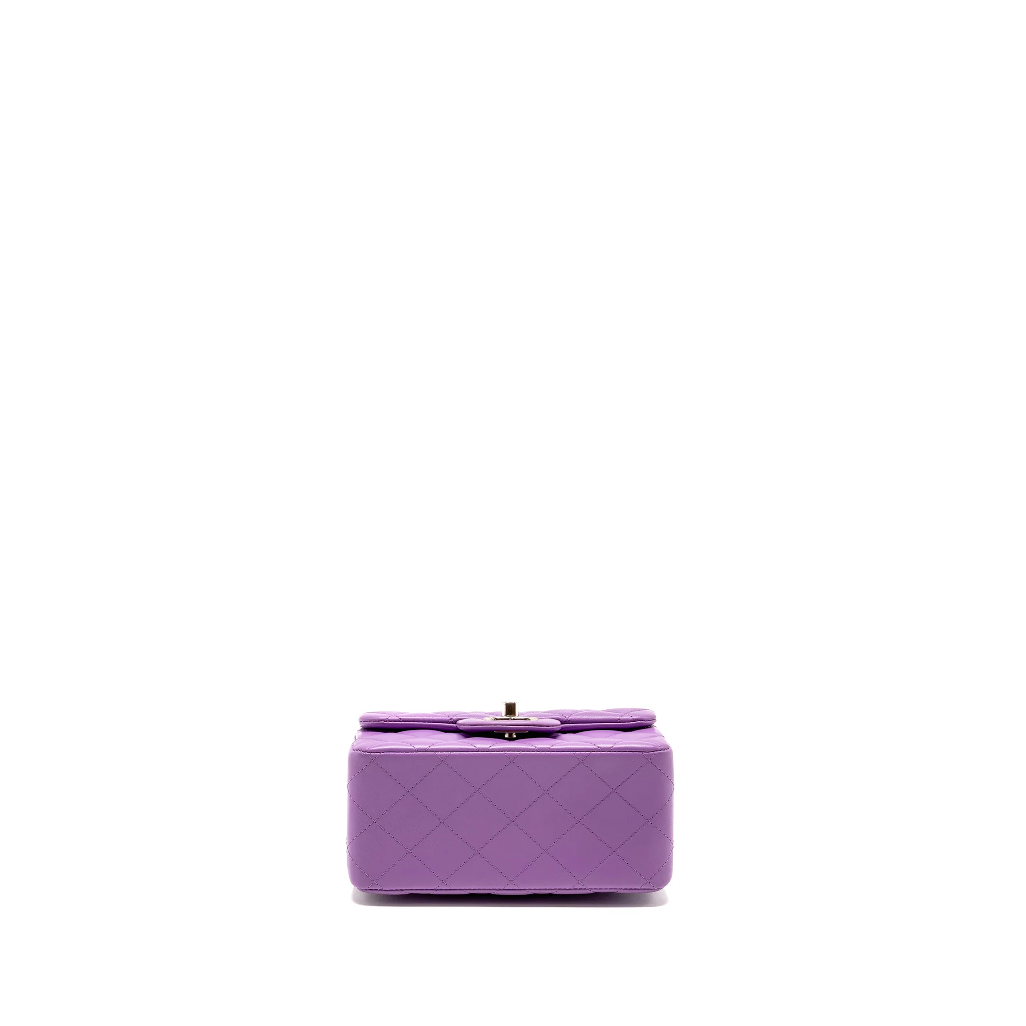 Chanel Mini Square Flap Bag Lambskin Purple SHW - Image 6