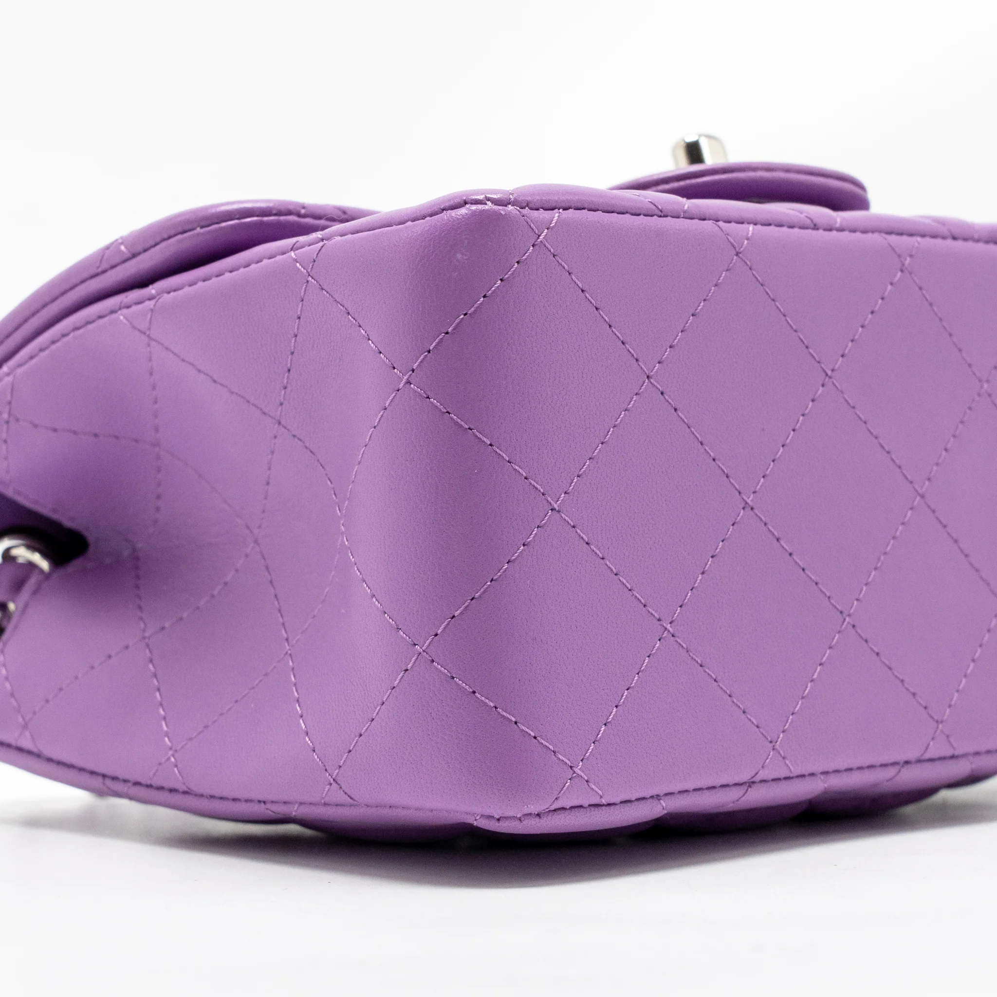 Chanel Mini Square Flap Bag Lambskin Purple SHW - Image 7