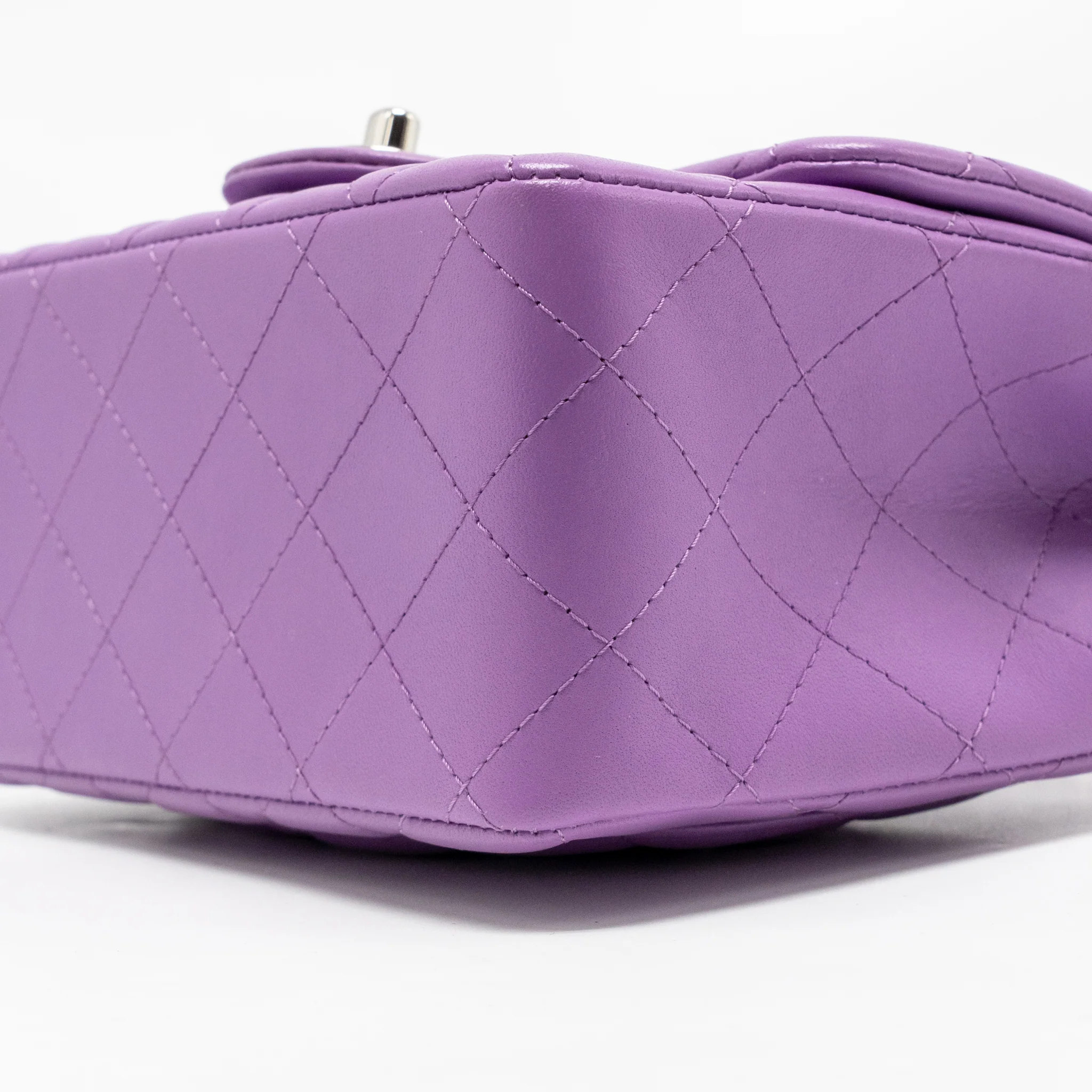 Chanel Mini Square Flap Bag Lambskin Purple SHW - Image 8