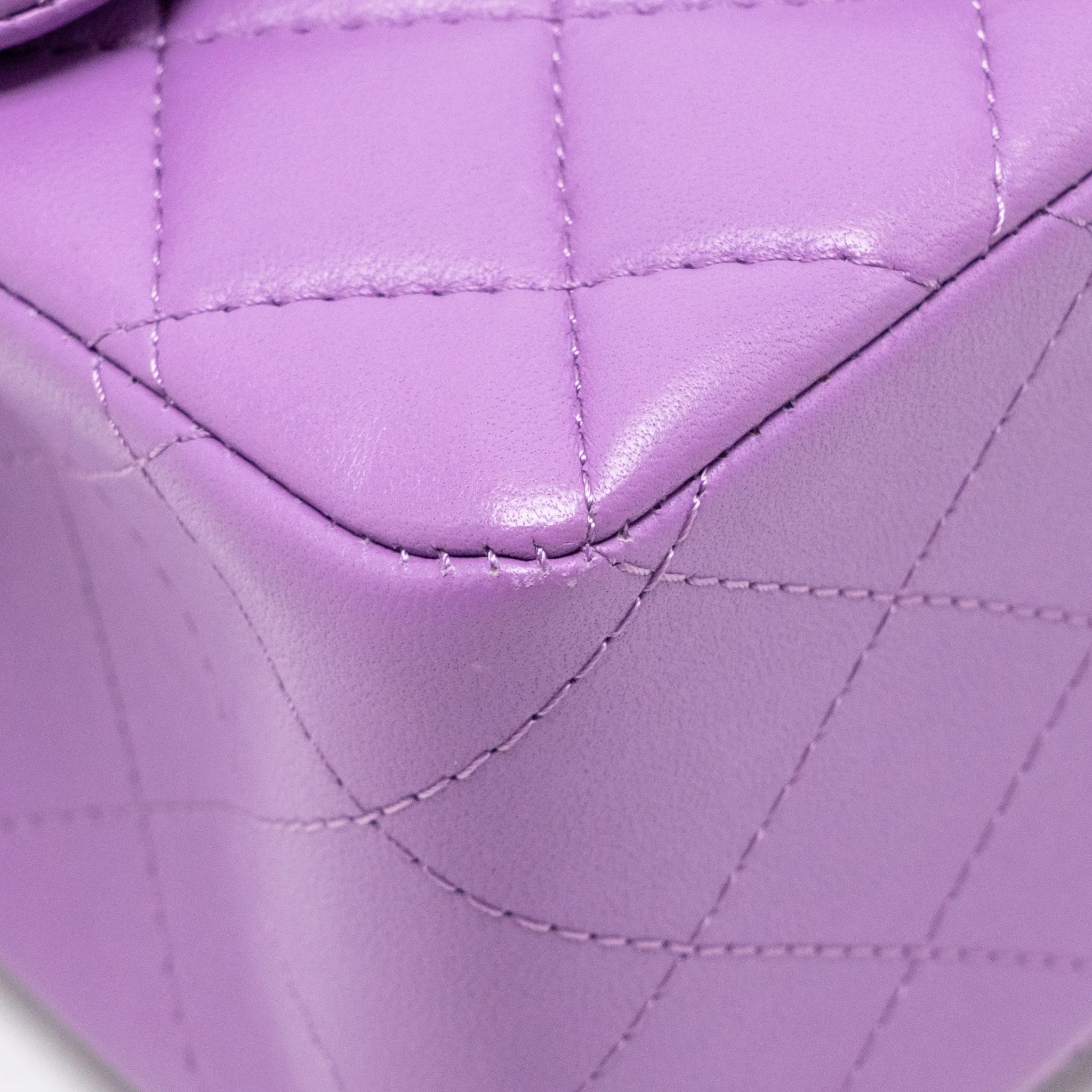 Chanel Mini Square Flap Bag Lambskin Purple SHW - Image 9