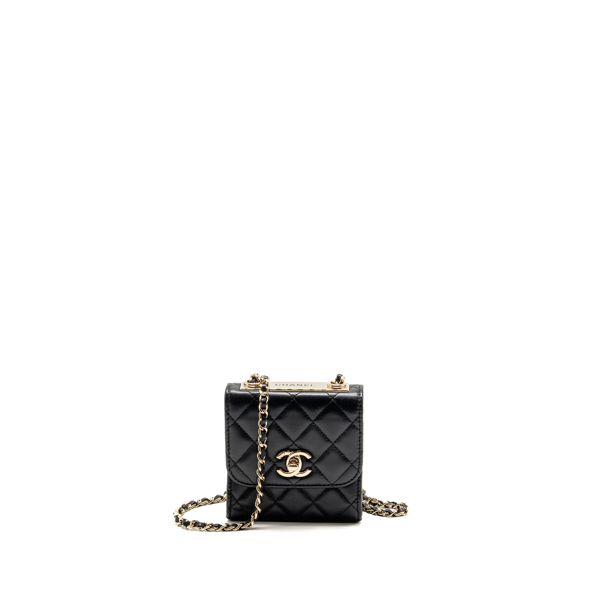 Chanel Mini Trendy CC Clutch with Chain Lambskin Black LGHW (Microchip)