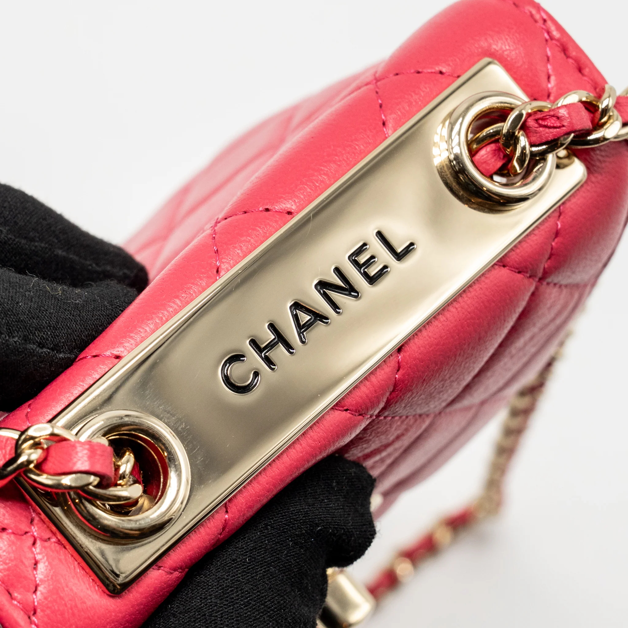 Chanel Mini Trendy CC Clutch with Chain Lambskin Pink LGHW - Image 10