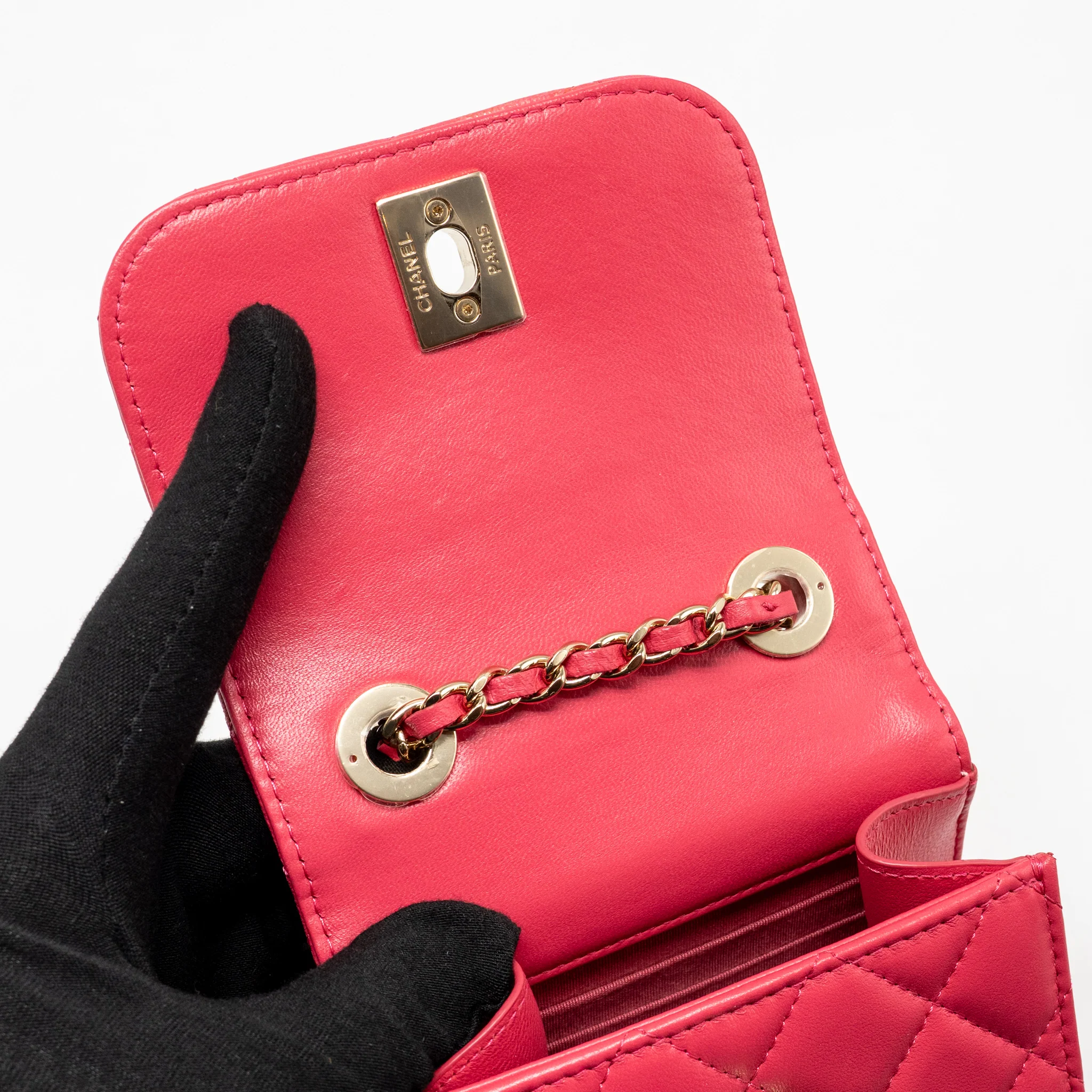 Chanel Mini Trendy CC Clutch with Chain Lambskin Pink LGHW - Image 12