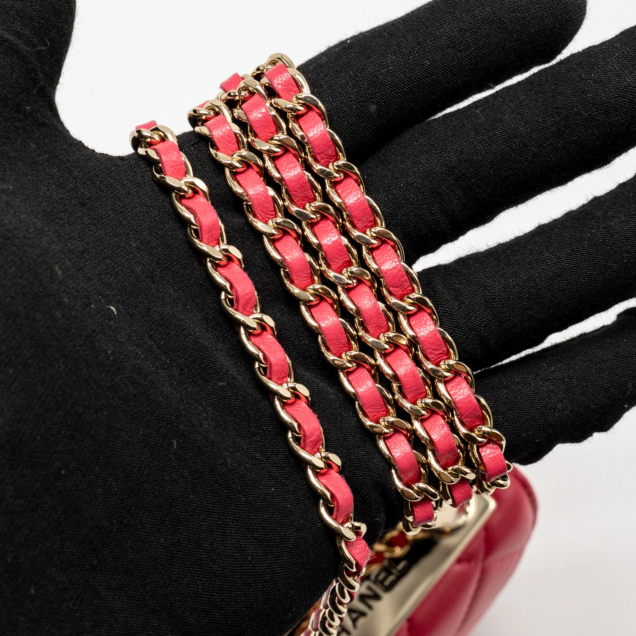 Chanel Mini Trendy CC Clutch with Chain Lambskin Pink LGHW - Image 17