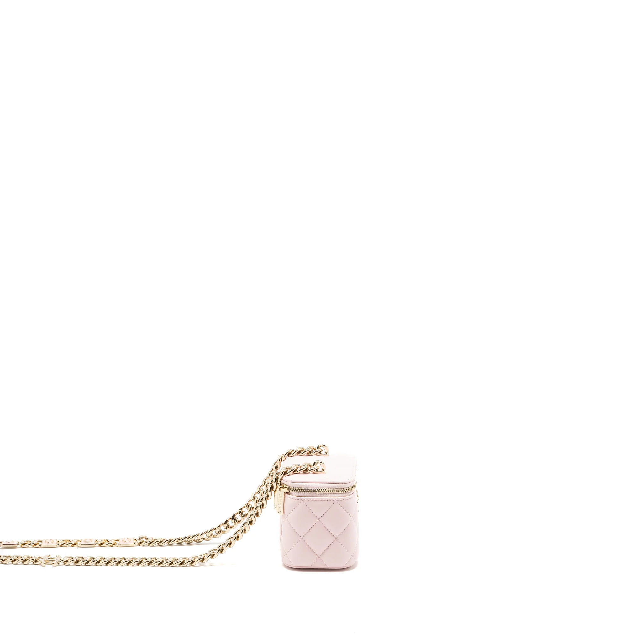 Chanel mini vanity case with giant chain lambskin pink LGHW - Image 3
