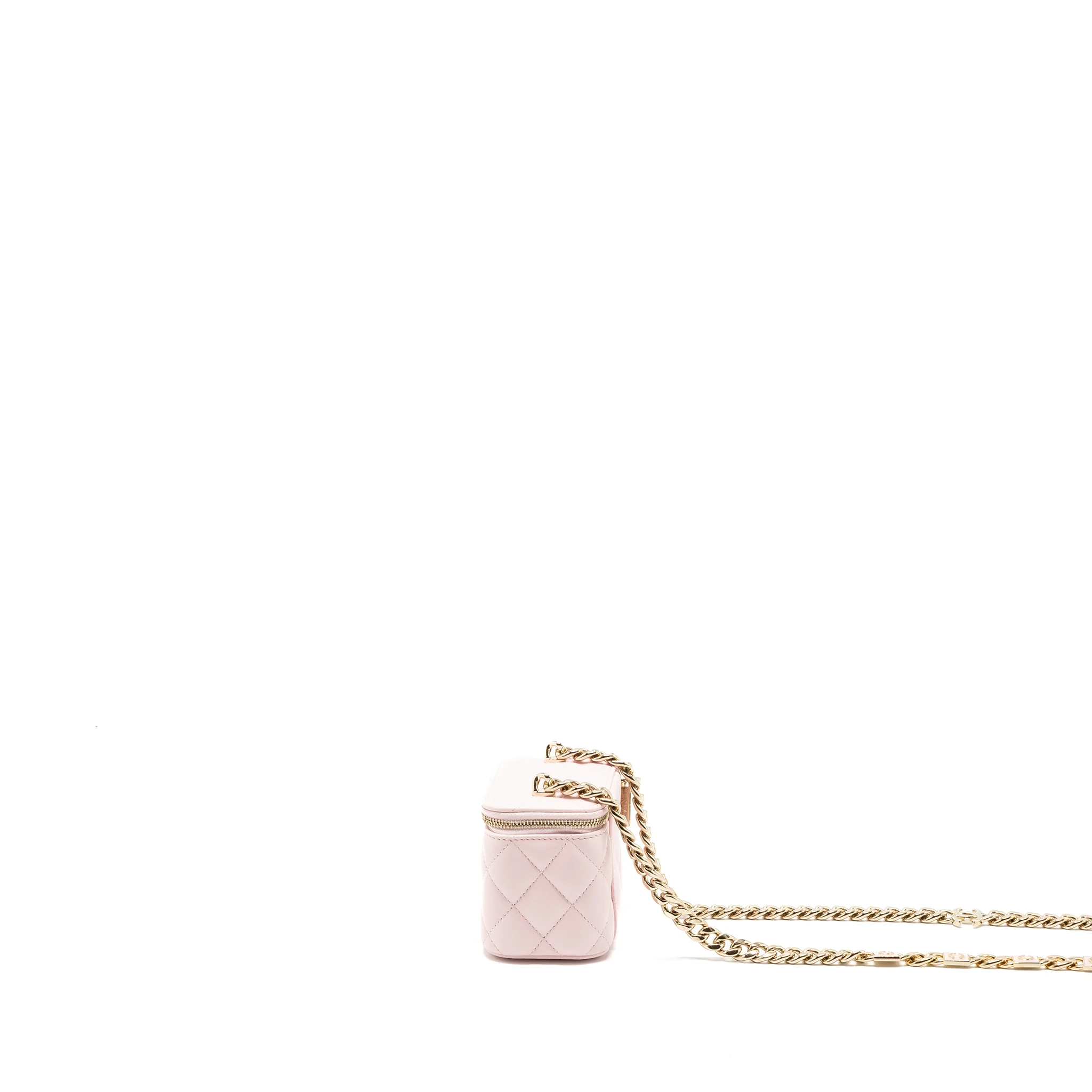 Chanel mini vanity case with giant chain lambskin pink LGHW - Image 4